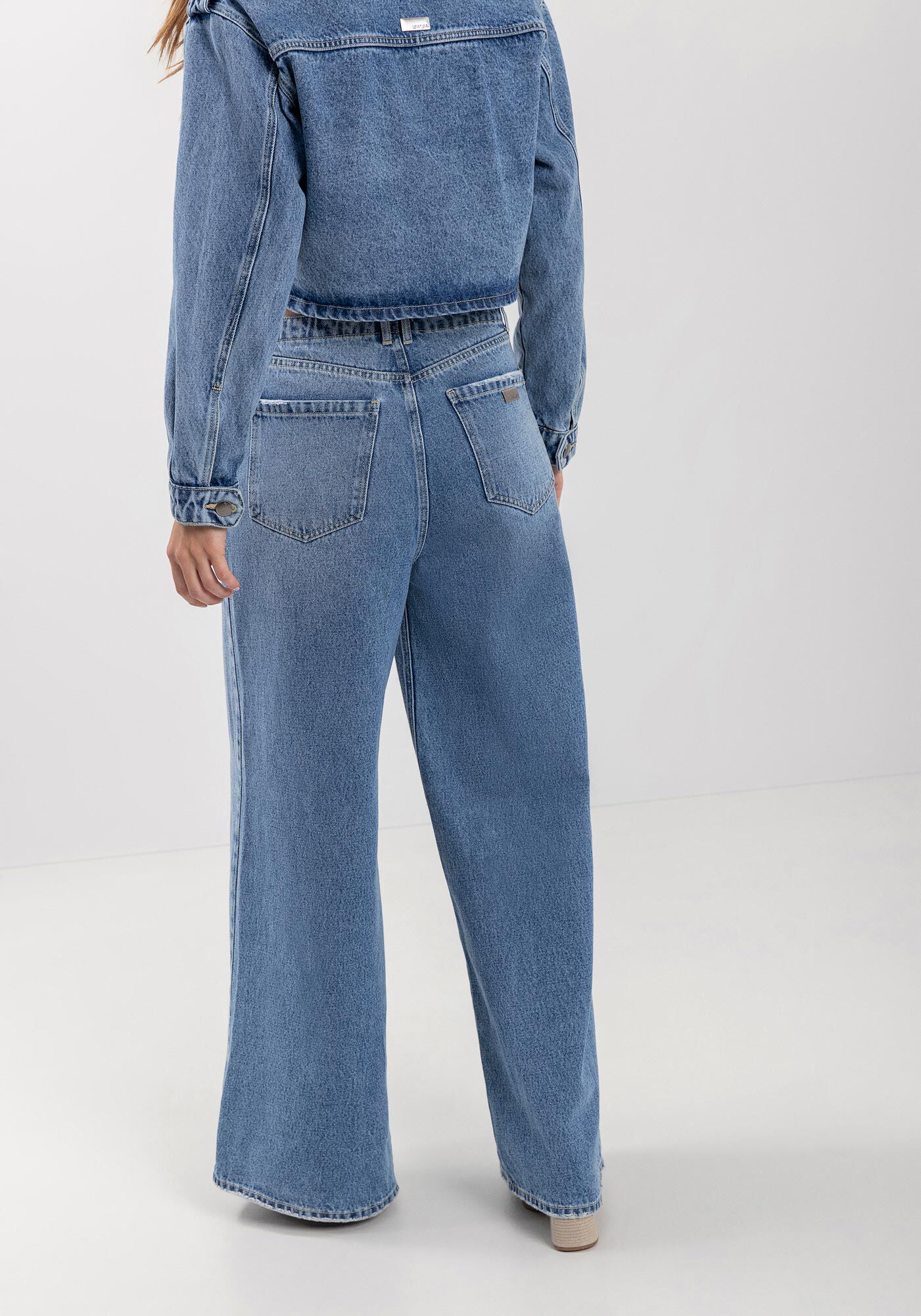 Cal&ccedil;a Jeans Super Wide Leg Com Cintura Alta E Passantes, , large.