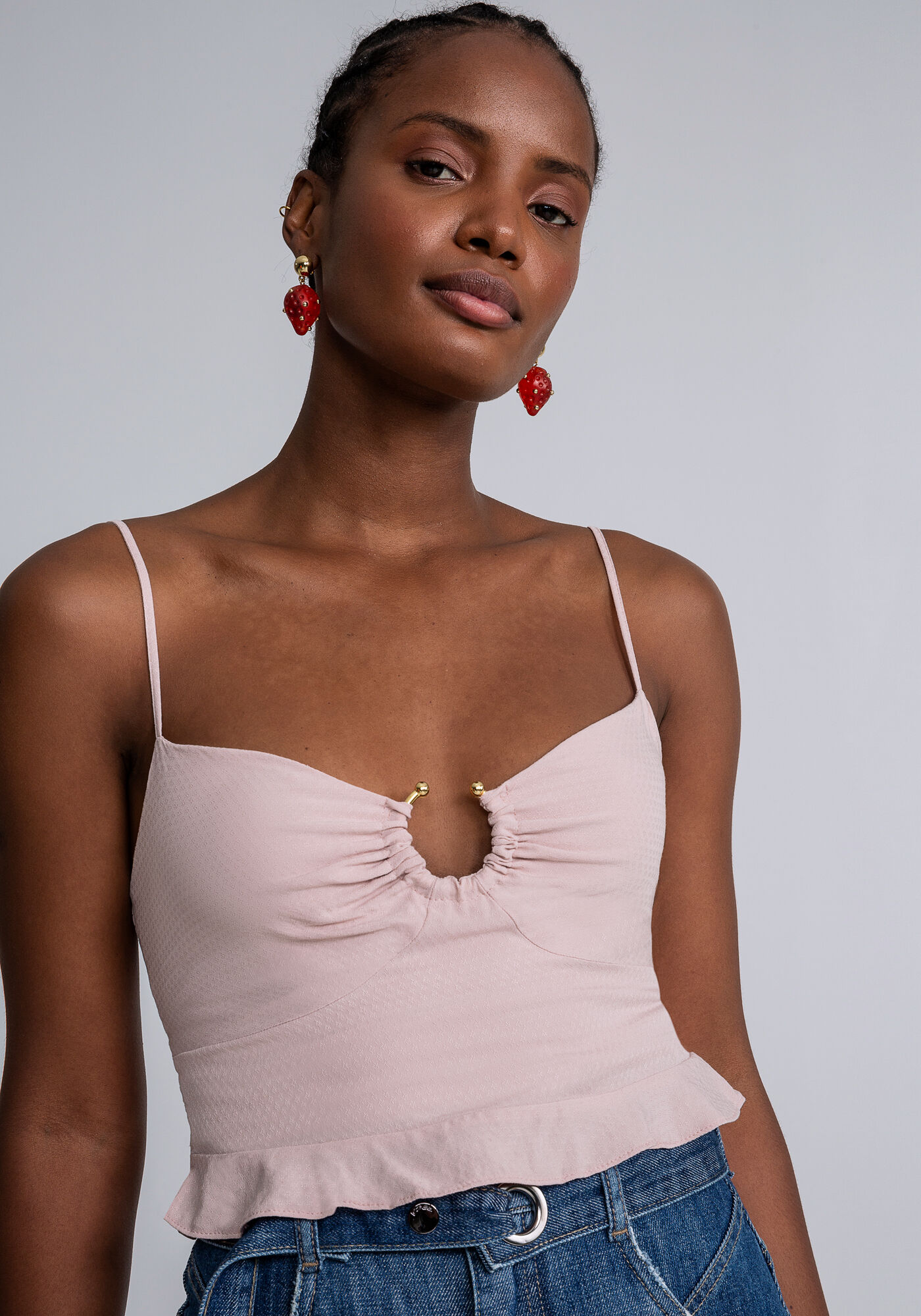 Blusa com Al&ccedil;as Cropped Piercing, ROSA, large.