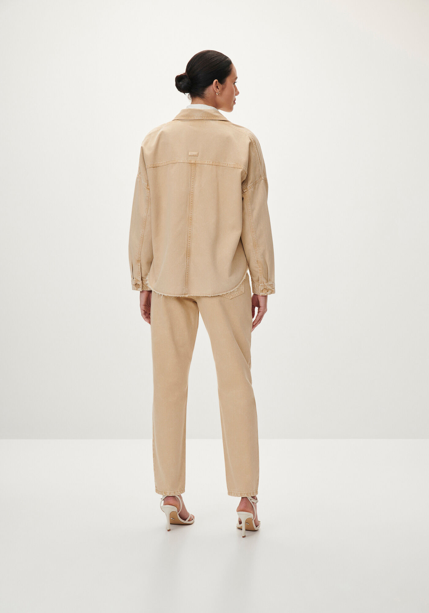 Camisa Sarja Manga Longa Curta com Bolsos, , large.