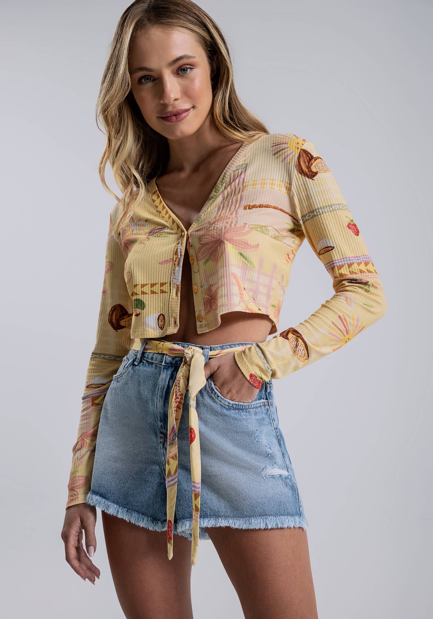 Shorts Jeans Miami com Cinto, JEANS, large.