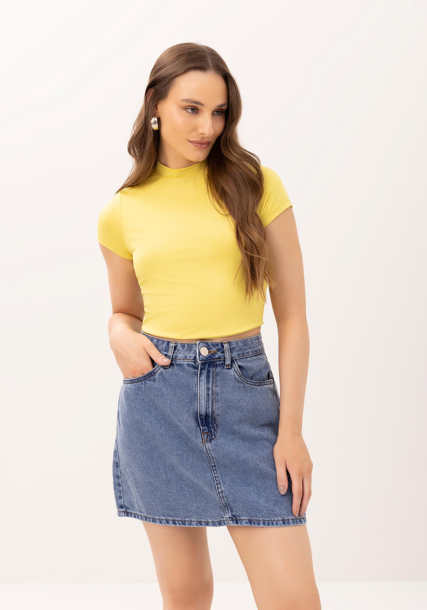 Blusa em Malha Aveludada com Gola Alta, , large.