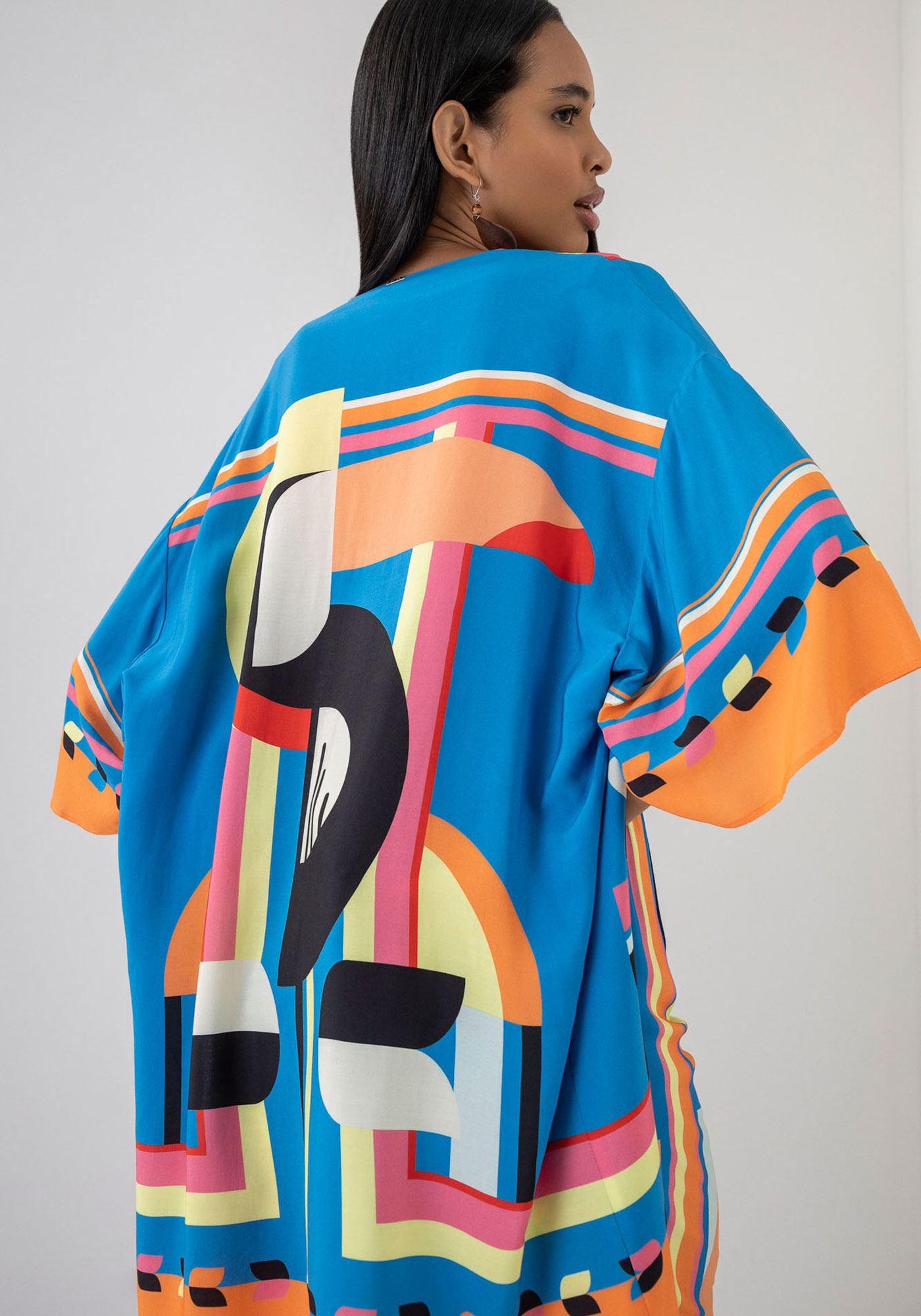 Kimono Alongado em Viscose Estampado, ARITU, large.