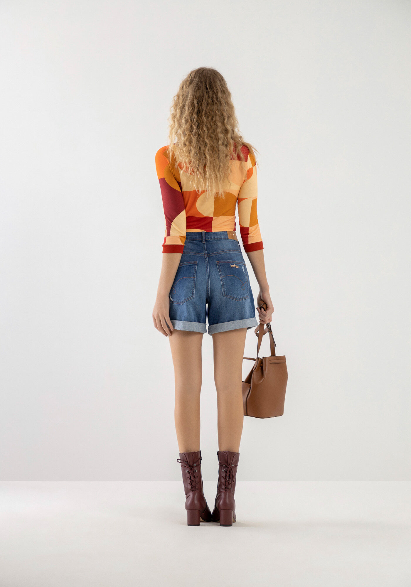 Blusa Cropped Estampada com Manga 3/4, , large.