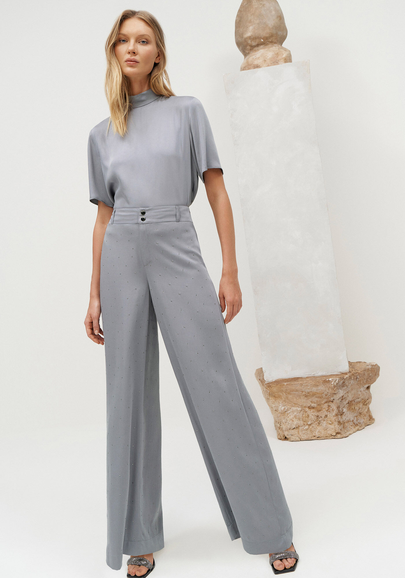 Cal&ccedil;a Pantalona Alfaiataria com Strass, , large.