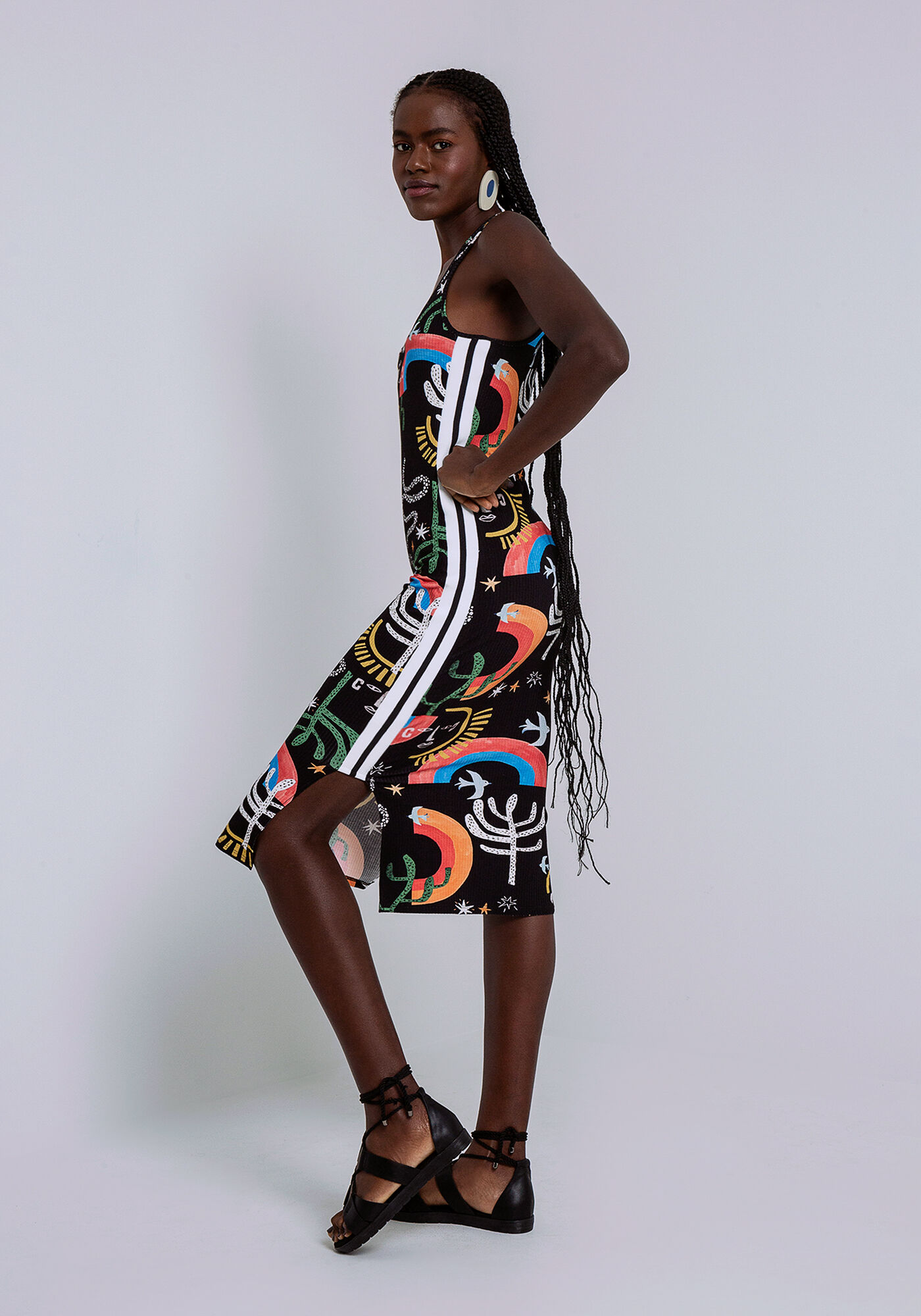 Vestido Midi Canelado com Retil&iacute;nea, IMAGINARIO, large.