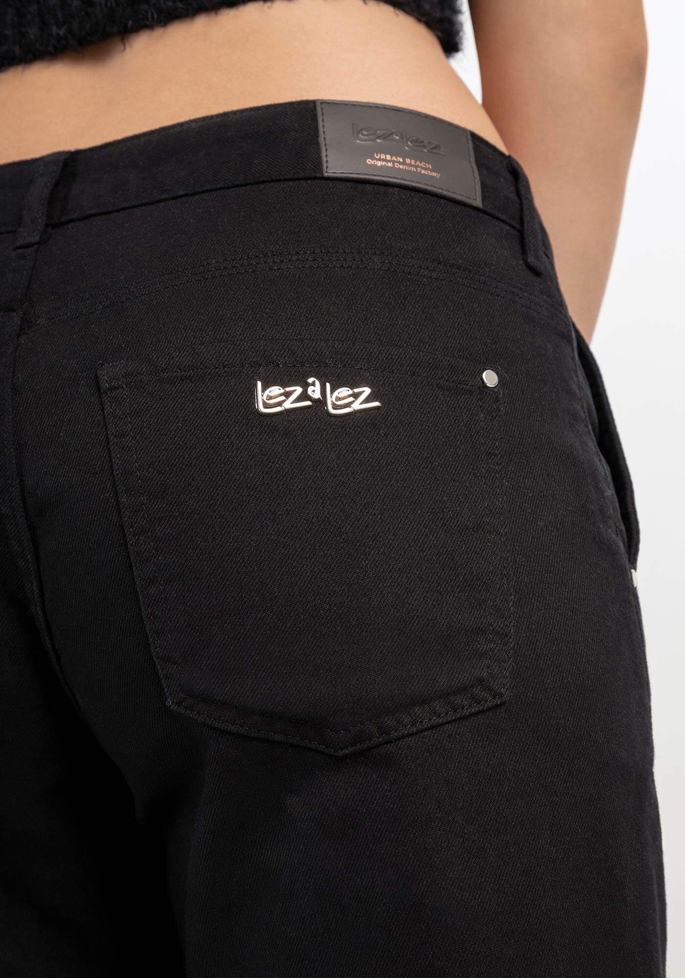 Cal&ccedil;a Cargo Sarja com Cintura Baixa, PRETO REATIVO, large.