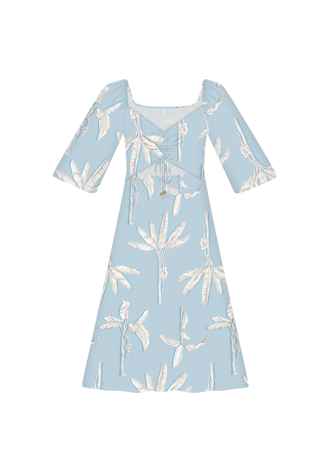 Vestido M&iacute;di Mangas 3/4 Franzido, , large.