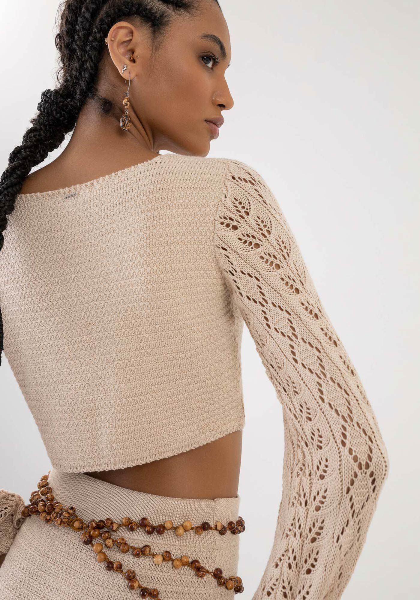 Blusa em Tric&ocirc; com Manga Longa Flare, , large.