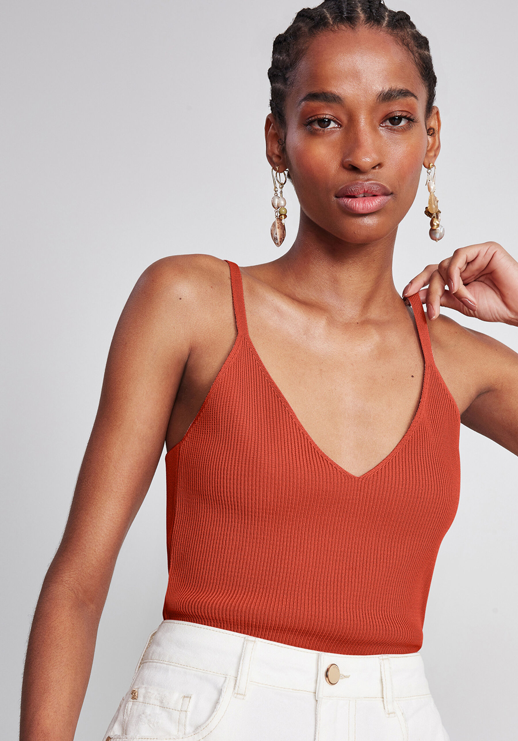 Blusa com Alças em Tricô, . Blusa com Alças em Tricô, , large.