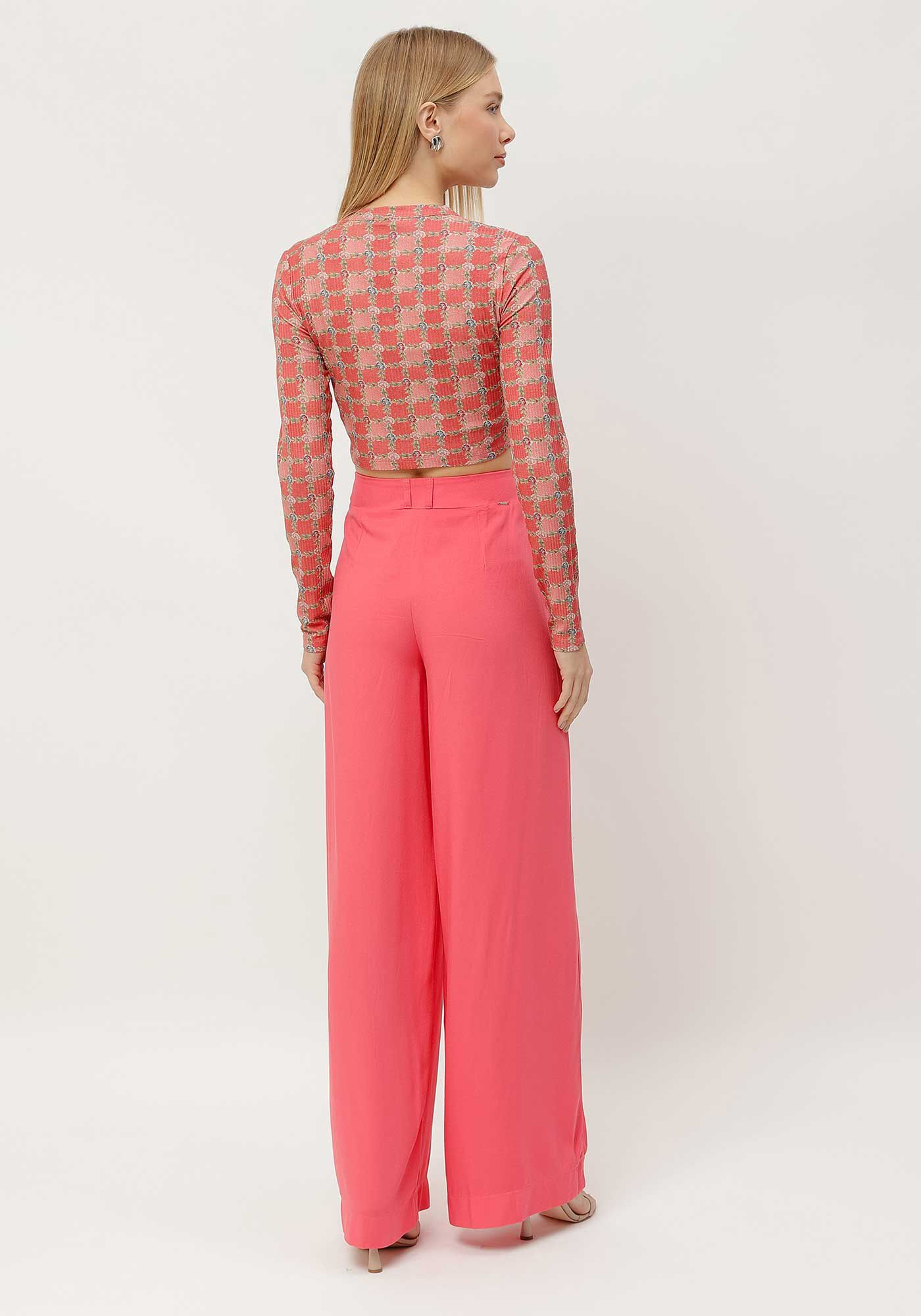 Cardigan Cropped Estampado Canelado com Top, , large.