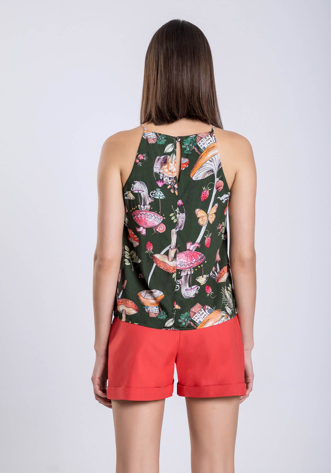 Blusa com Al&ccedil;as em Viscose Estampada, , large.