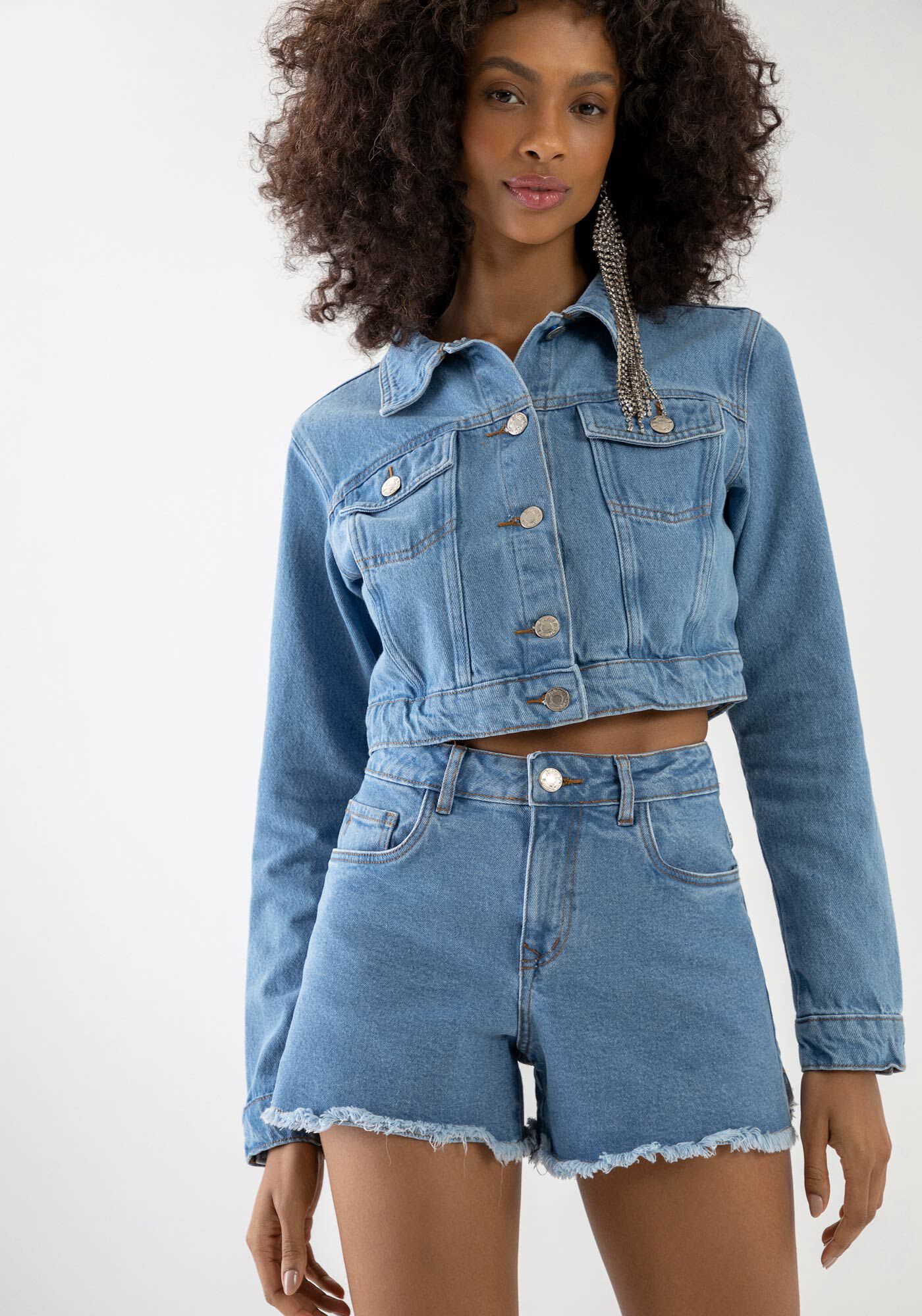 Shorts Jeans Boyfriend Sustent&aacute;vel, JEANS CLARO, large.