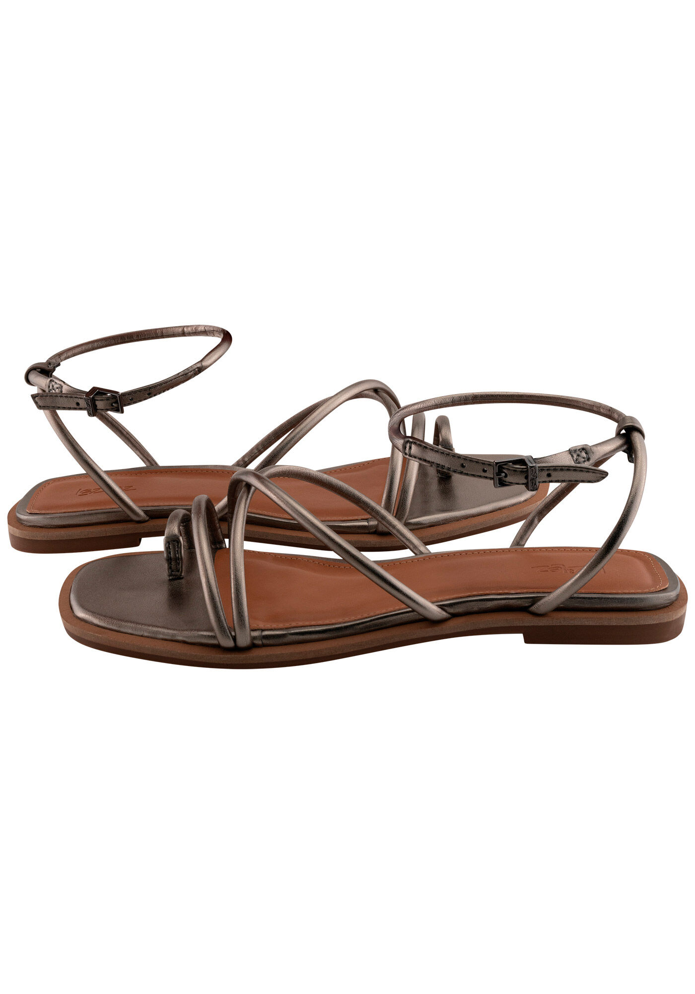 Sand&aacute;lia Rasteira Metalizada com Tiras, , large.