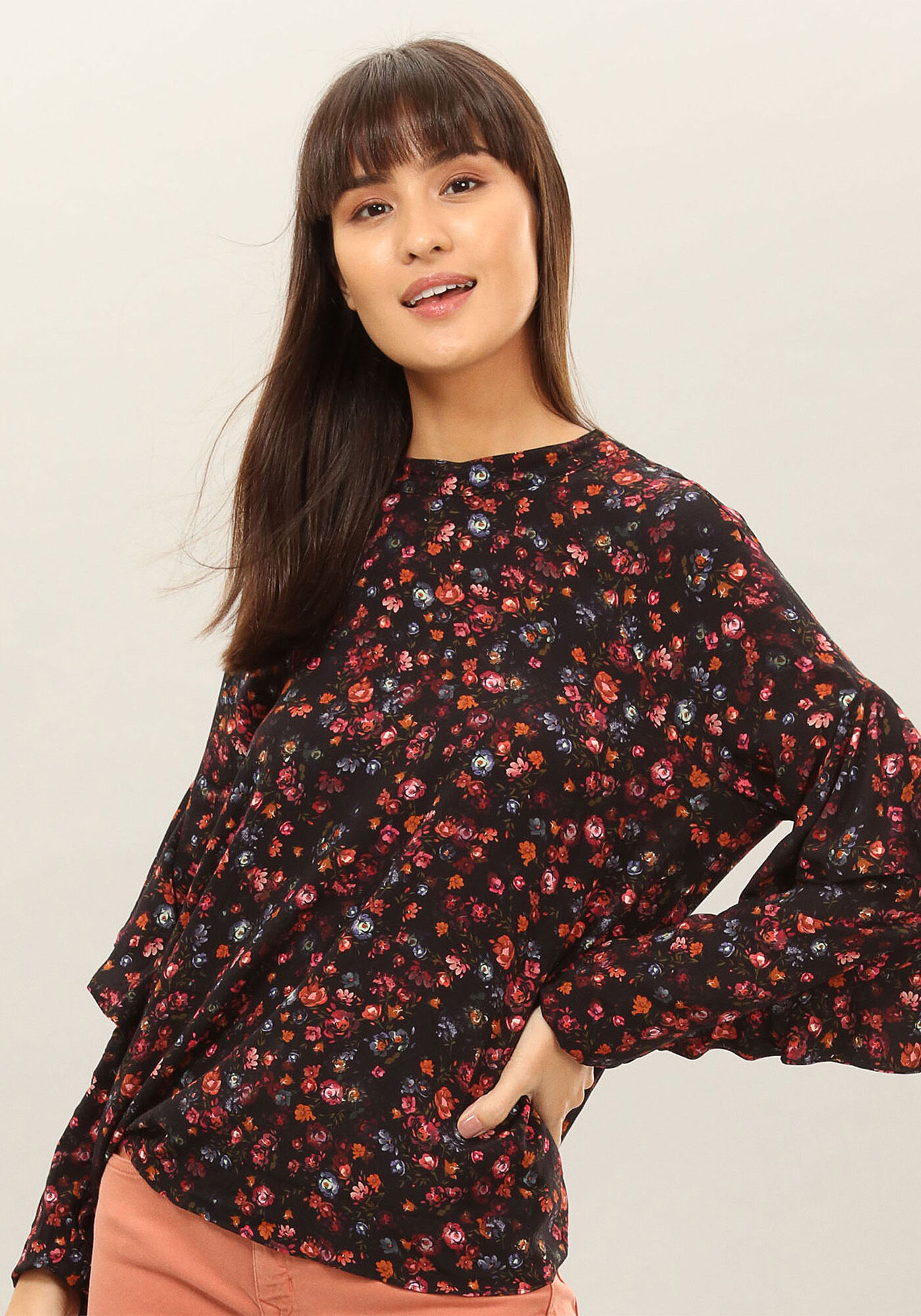 Blusa Manga Longa Babados Tecido, , large.