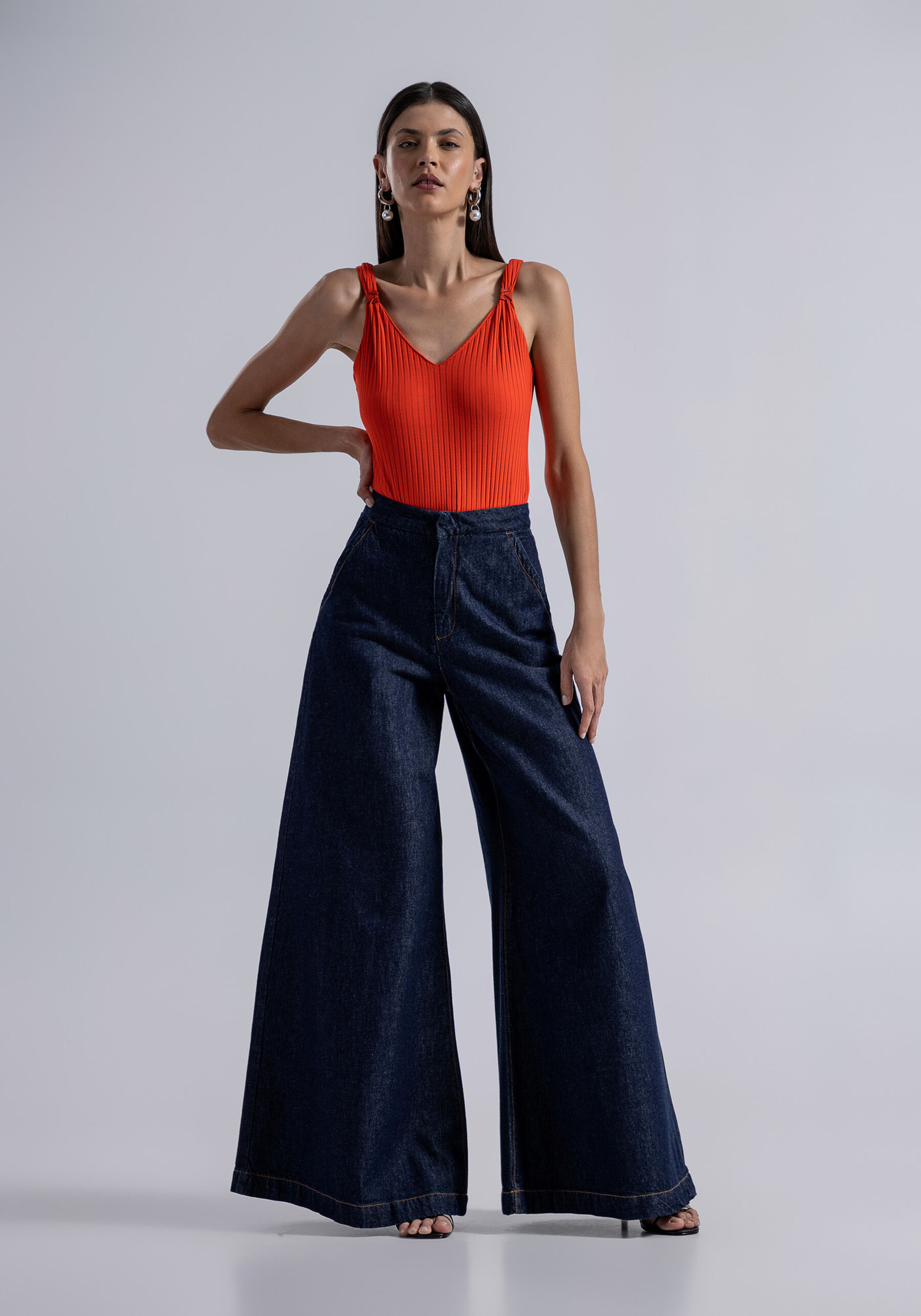 Body com Alças Canelado Decote V, . Body com Alças Canelado Decote V, , large.