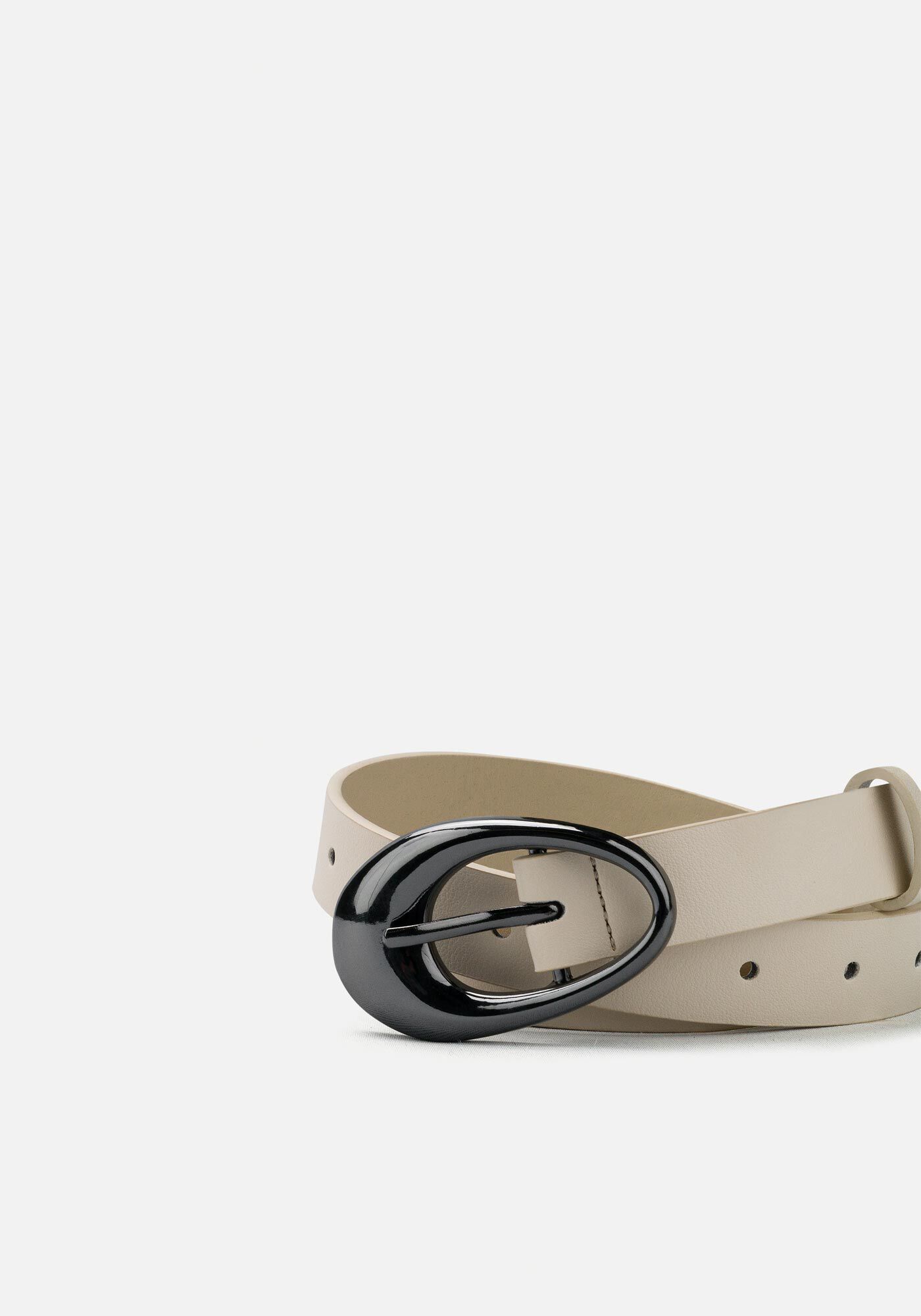 Cinto De Cintura Com Fivela Org&acirc;nica Metalizada, BEGE ALHAMBRA, large.