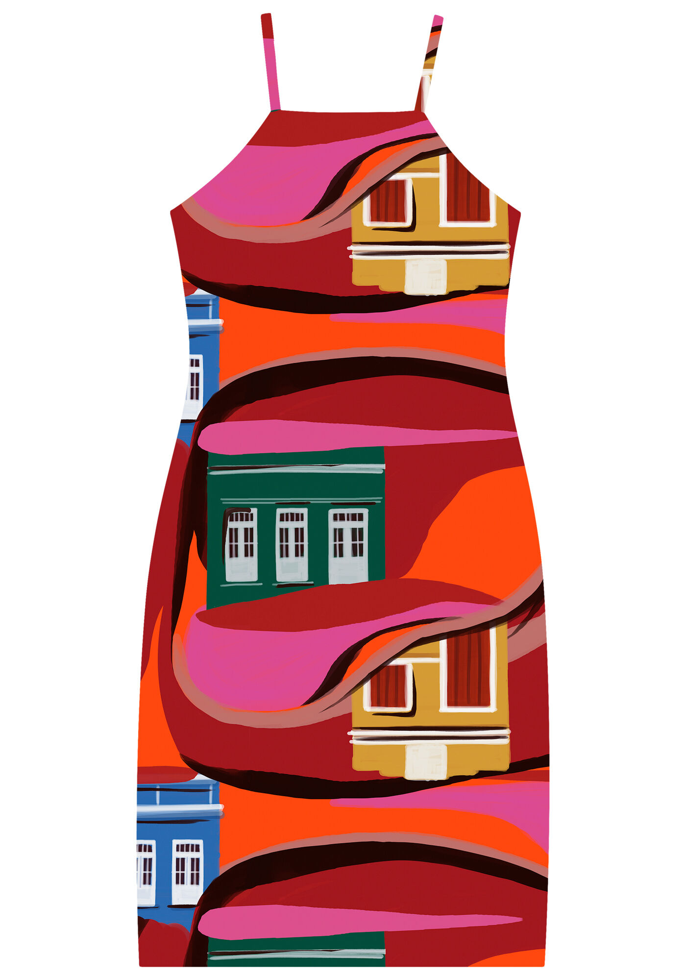 Vestido Estampado Canelado com Al&ccedil;as, , large.