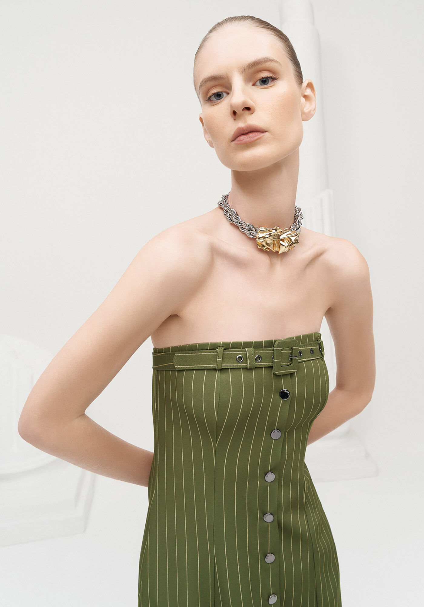 Vestido Longo com Cinto Decote, , large.