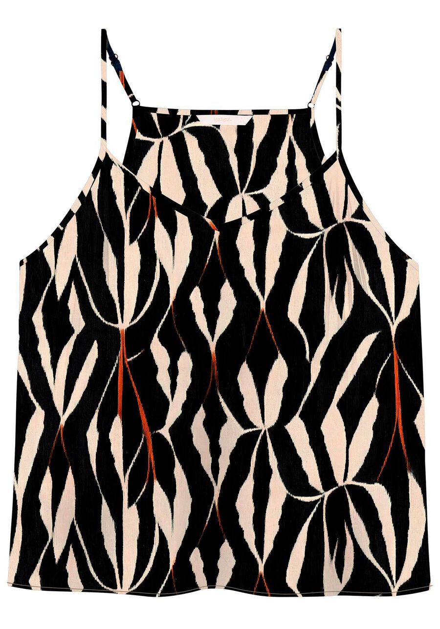 Blusa em Viscose Estampada com Decote V, . Blusa em Viscose Estampada com Decote V, , large.