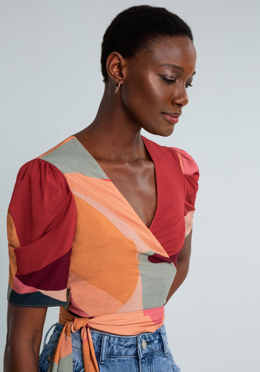 Blusa Cropped Transpassada Estampa, . Blusa Cropped Transpassada Estampa, , large.