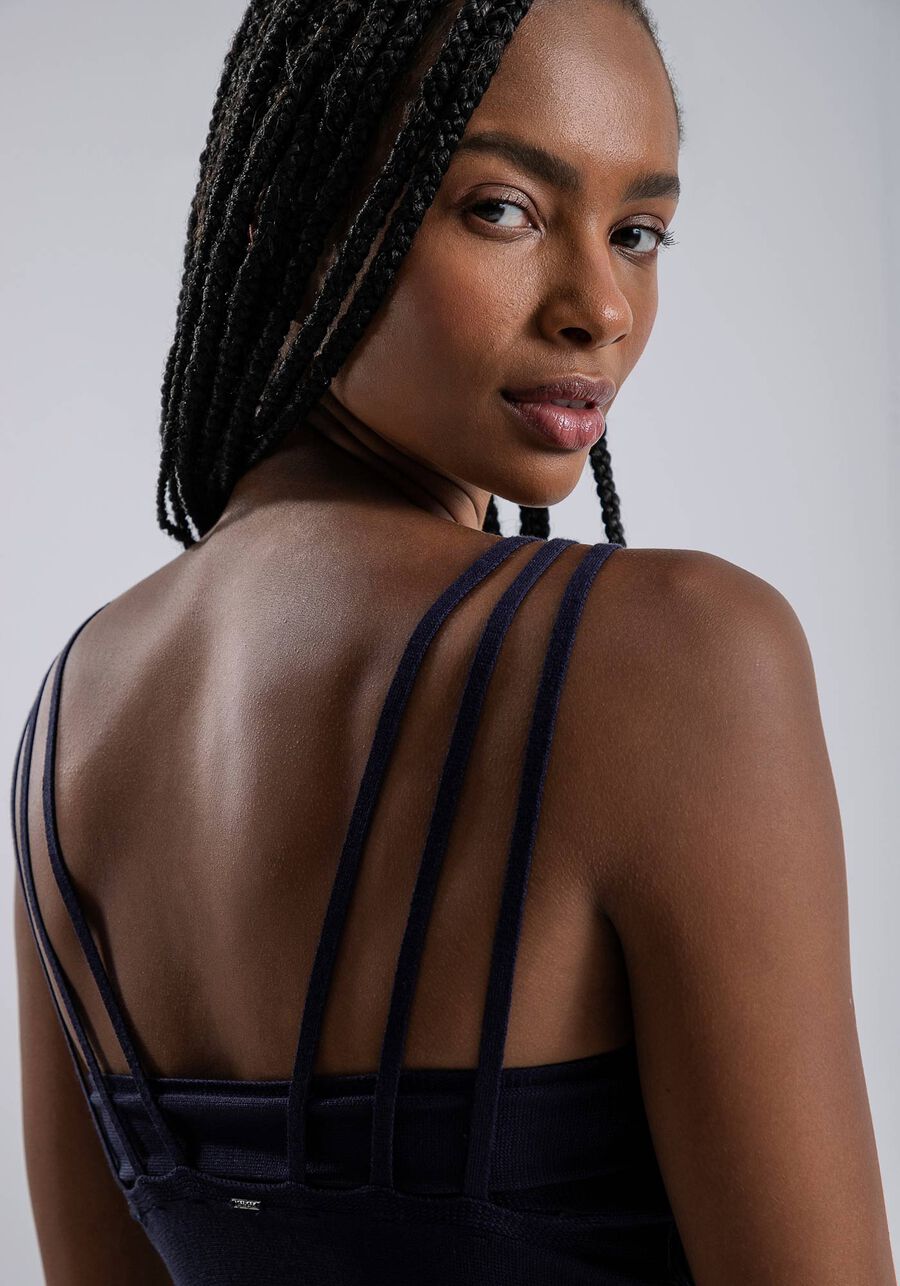 Blusa com Alças Tricô com Tiras Costas, MARINHO STELLA. Blusa com Alças Tricô com Tiras Costas, MARINHO STELLA, large.