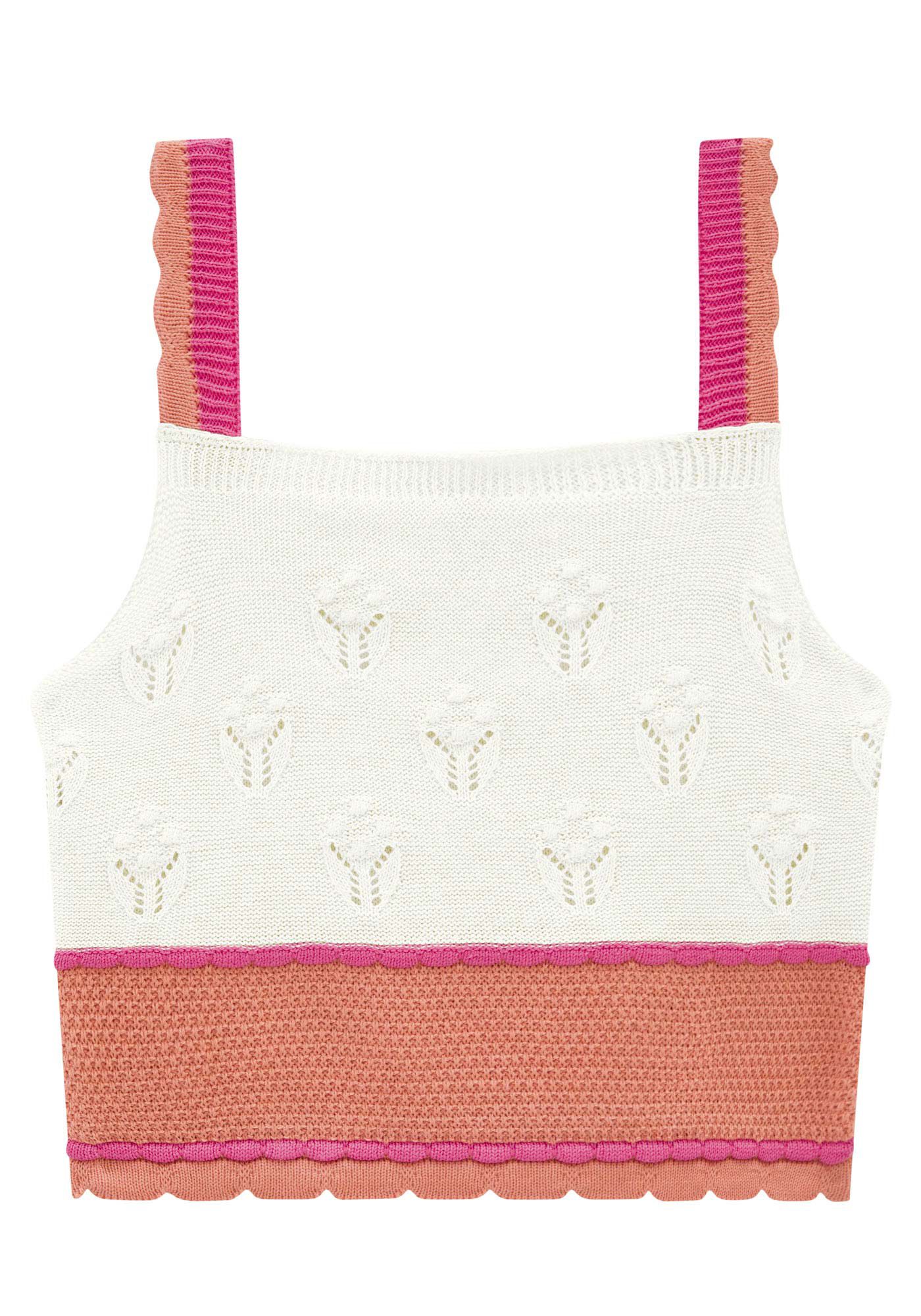 Blusa com Al&ccedil;as em Tric&ocirc; Cropped, , large.