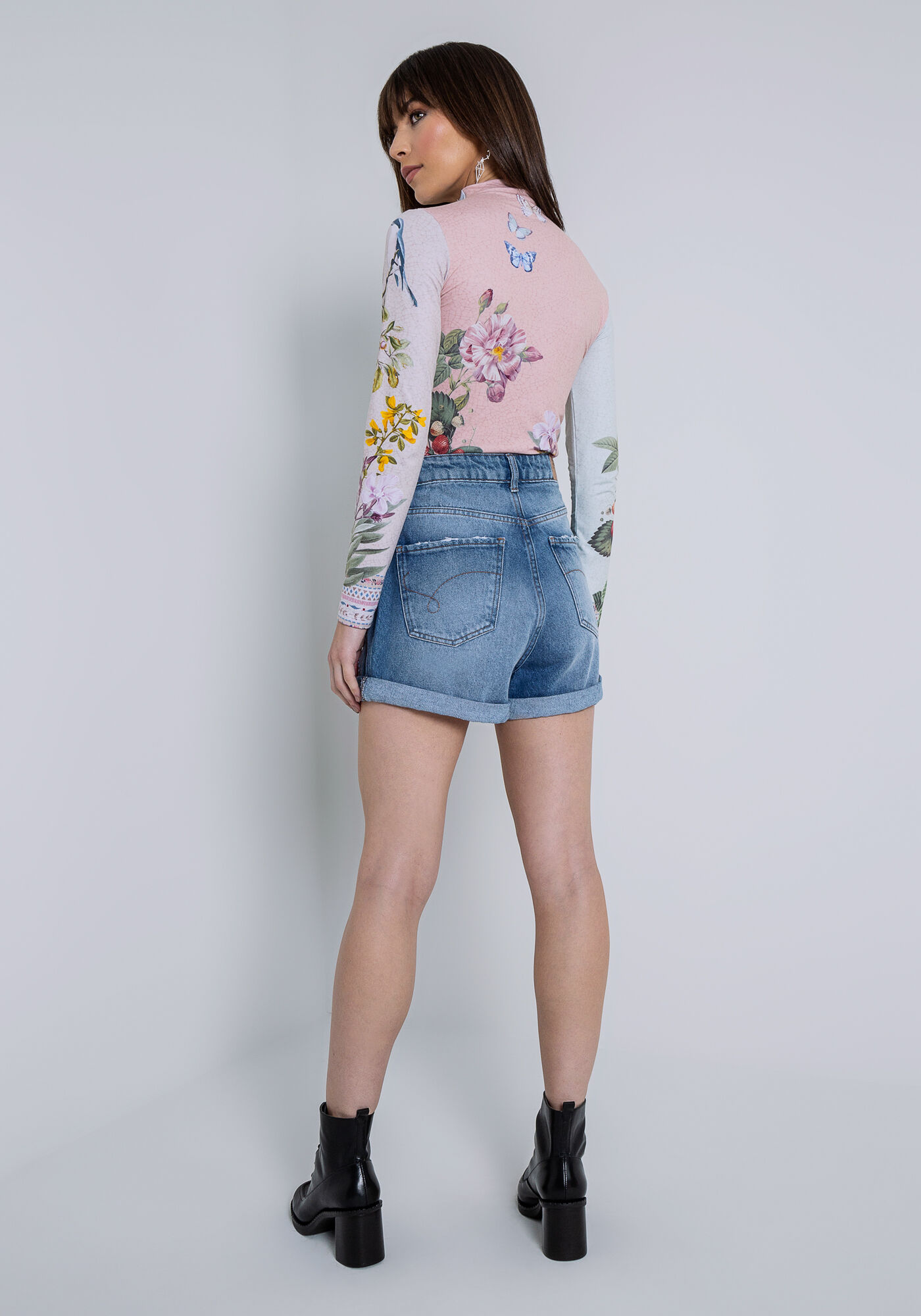 Shorts Jeans Mommy Cintura Super Alta, JEANS, large.