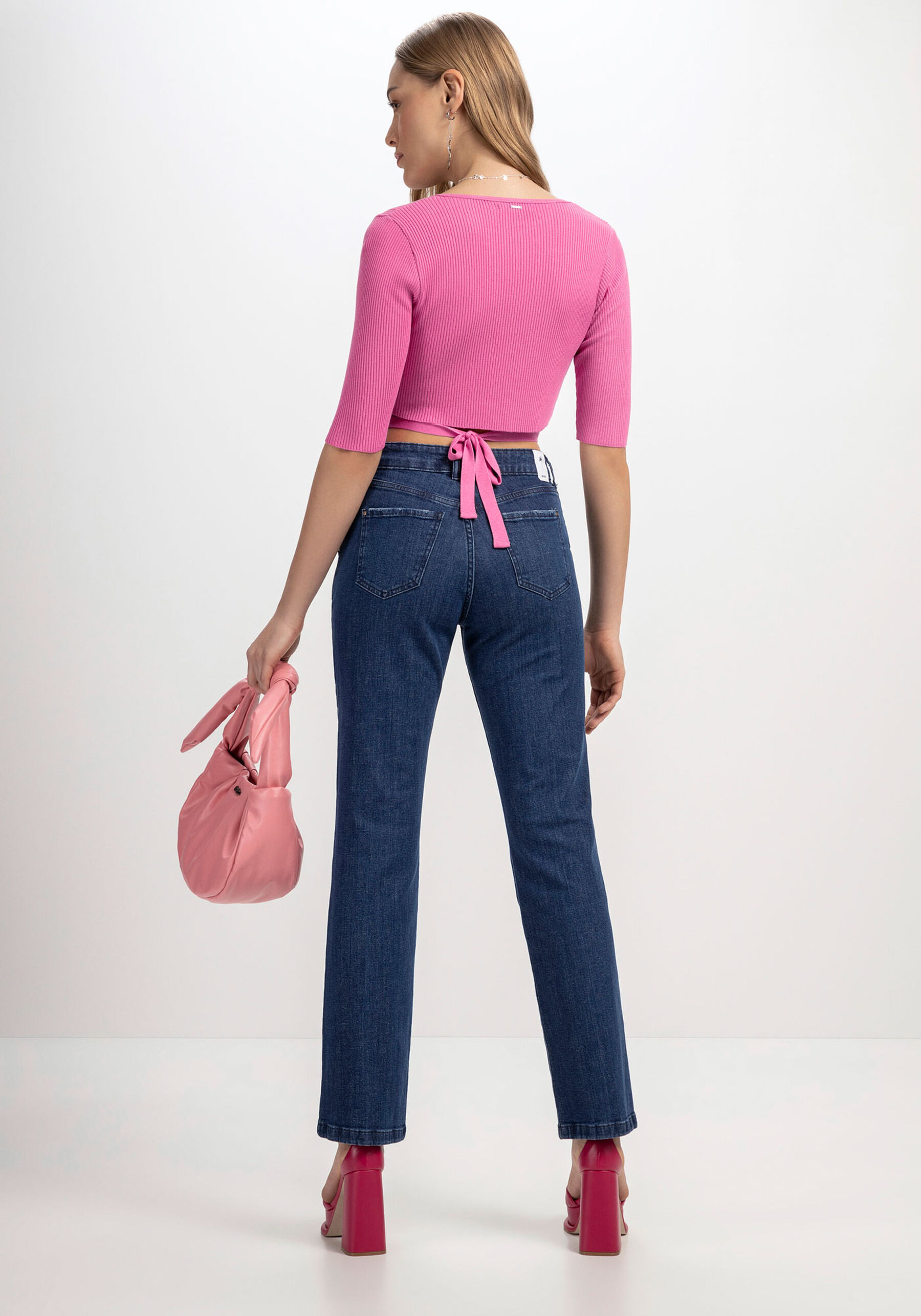 Calça Jeans Reta Slim Super Alta Sustentável, JEANS. Calça Jeans Reta Slim Super Alta Sustentável, JEANS, large.
