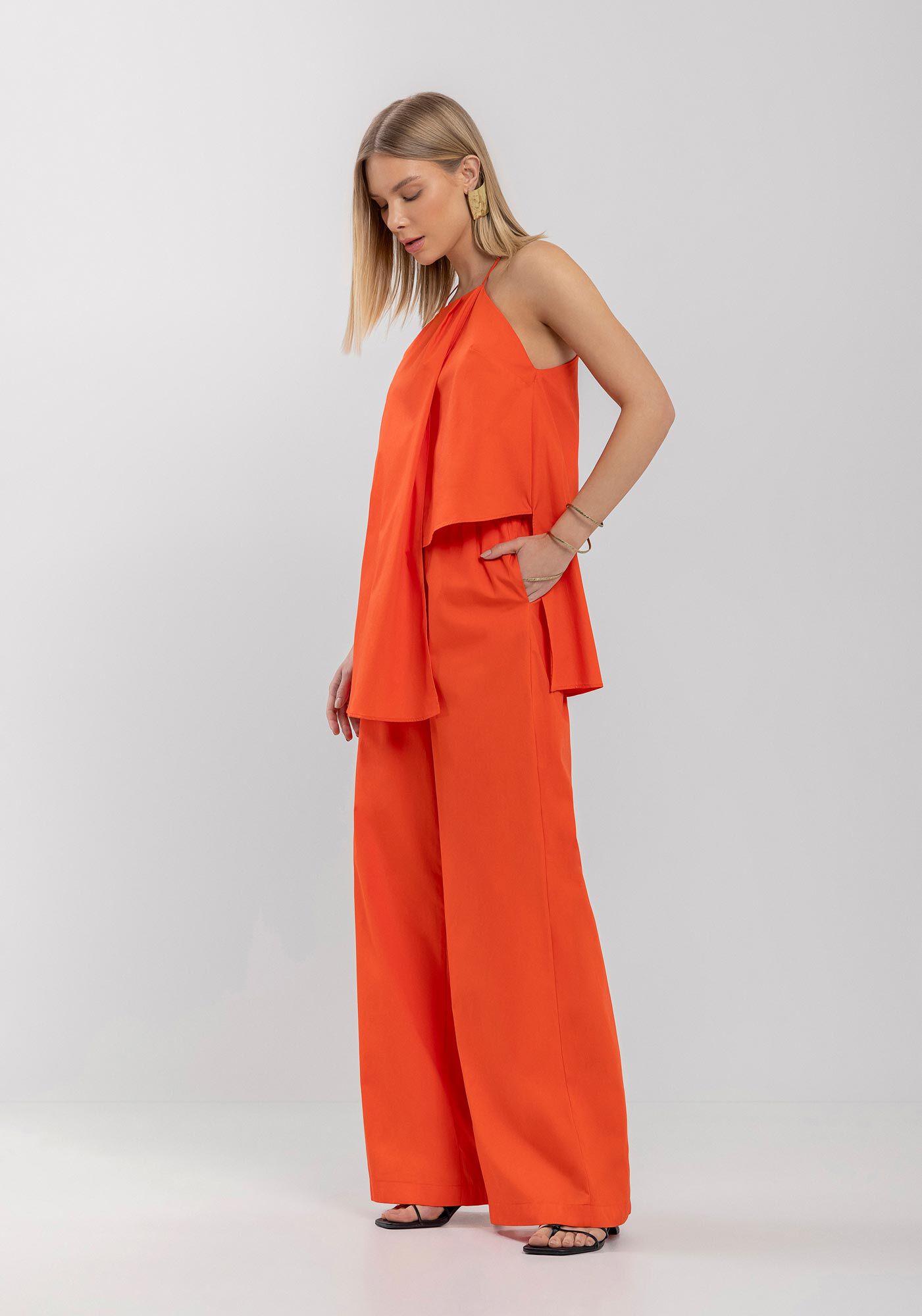 Blusa De Al&ccedil;as Em Tricoline Com Sobreposi&ccedil;&atilde;o, , large.