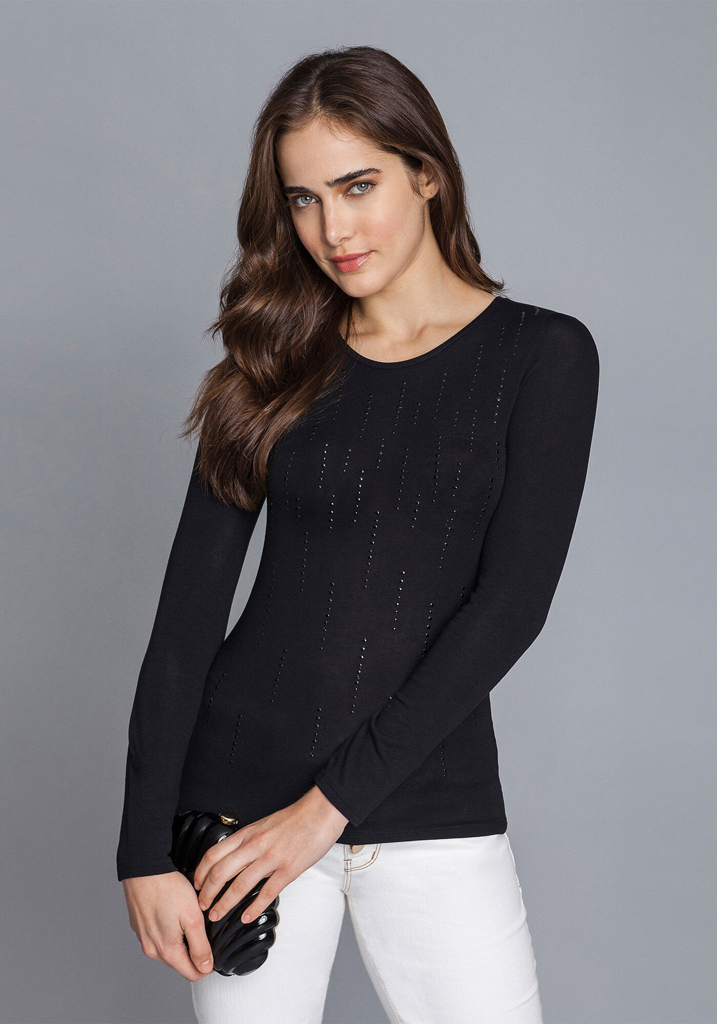 Blusa Manga Longa Strass, , large.