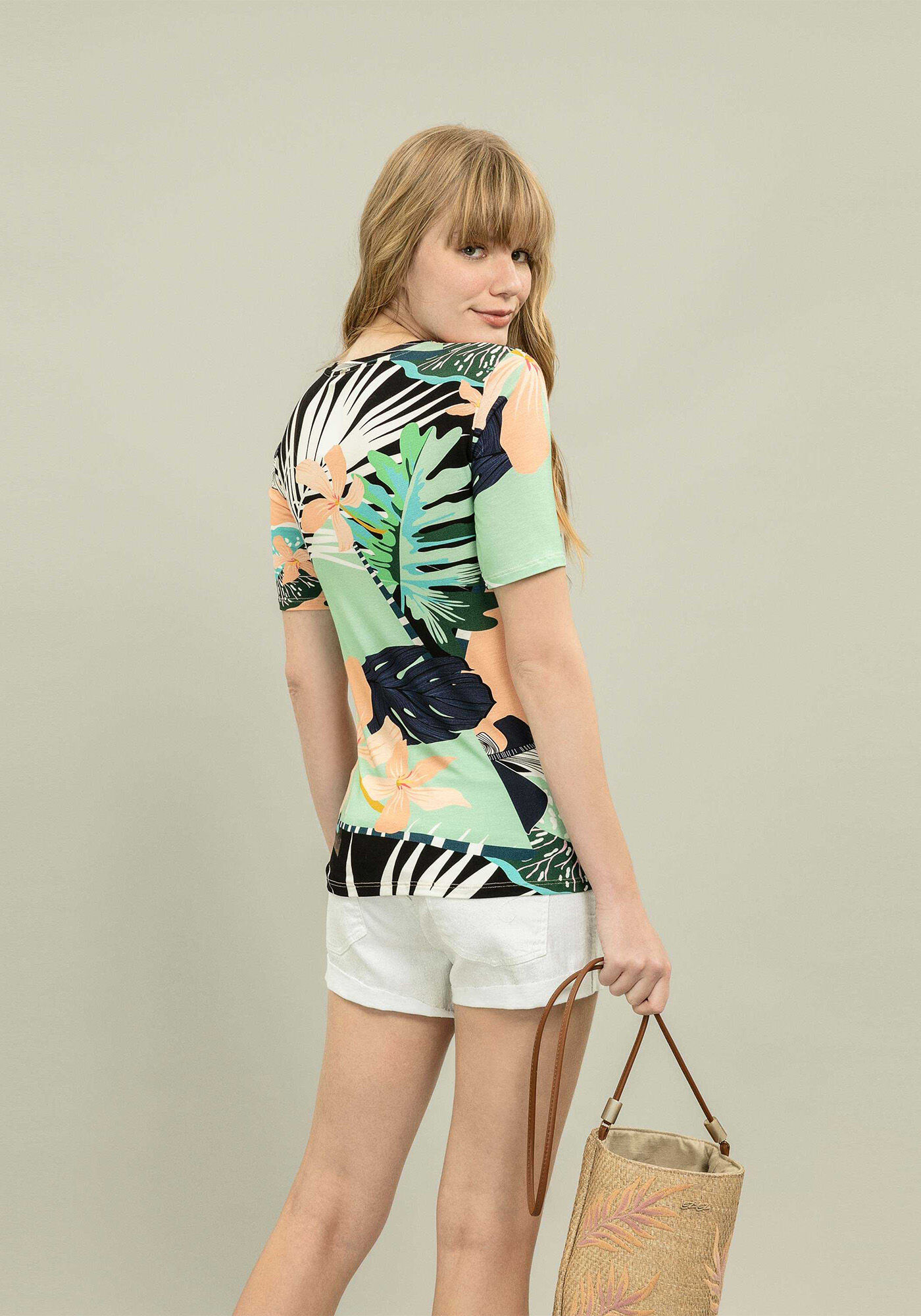 Blusa Decote V Estampa Vivid, , large.