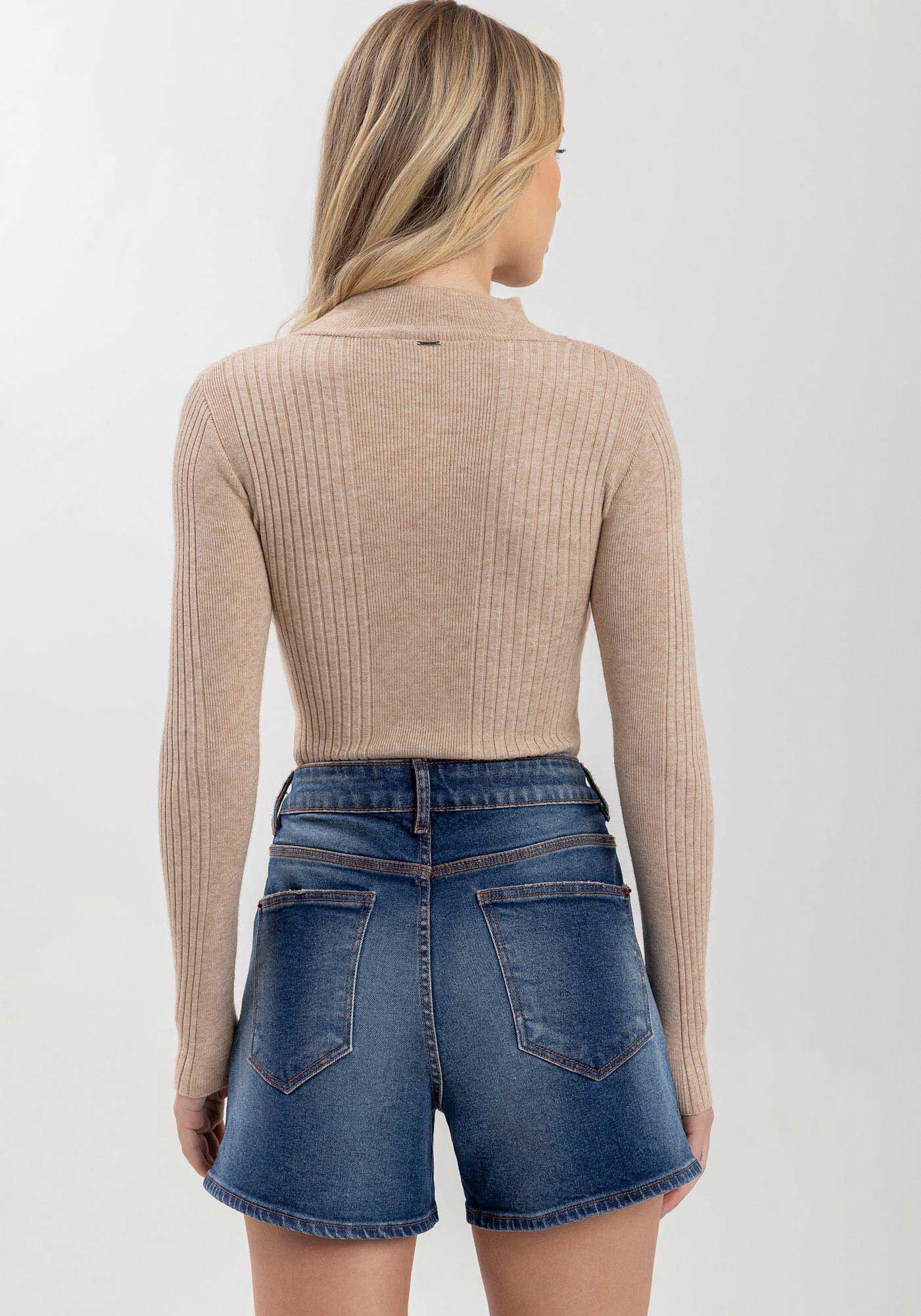 Short Jeans Boyfriend Com Cintura M&eacute;dia E Elastano, , large.