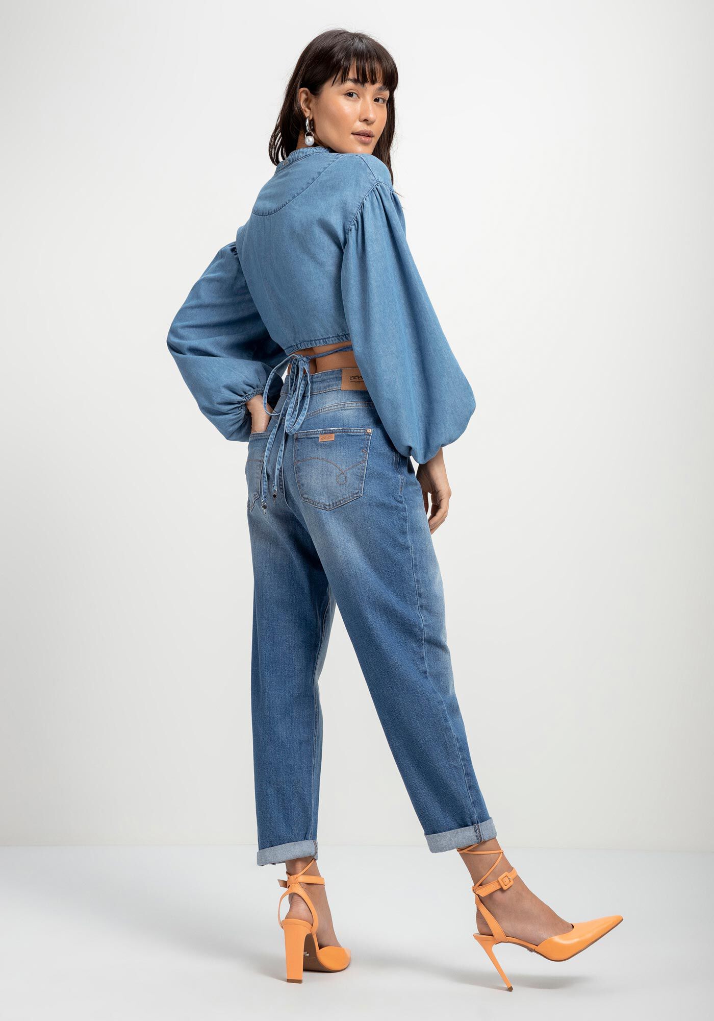 Cal&ccedil;a Jeans Mom Sustent&aacute;vel Estonada, JEANS, large.