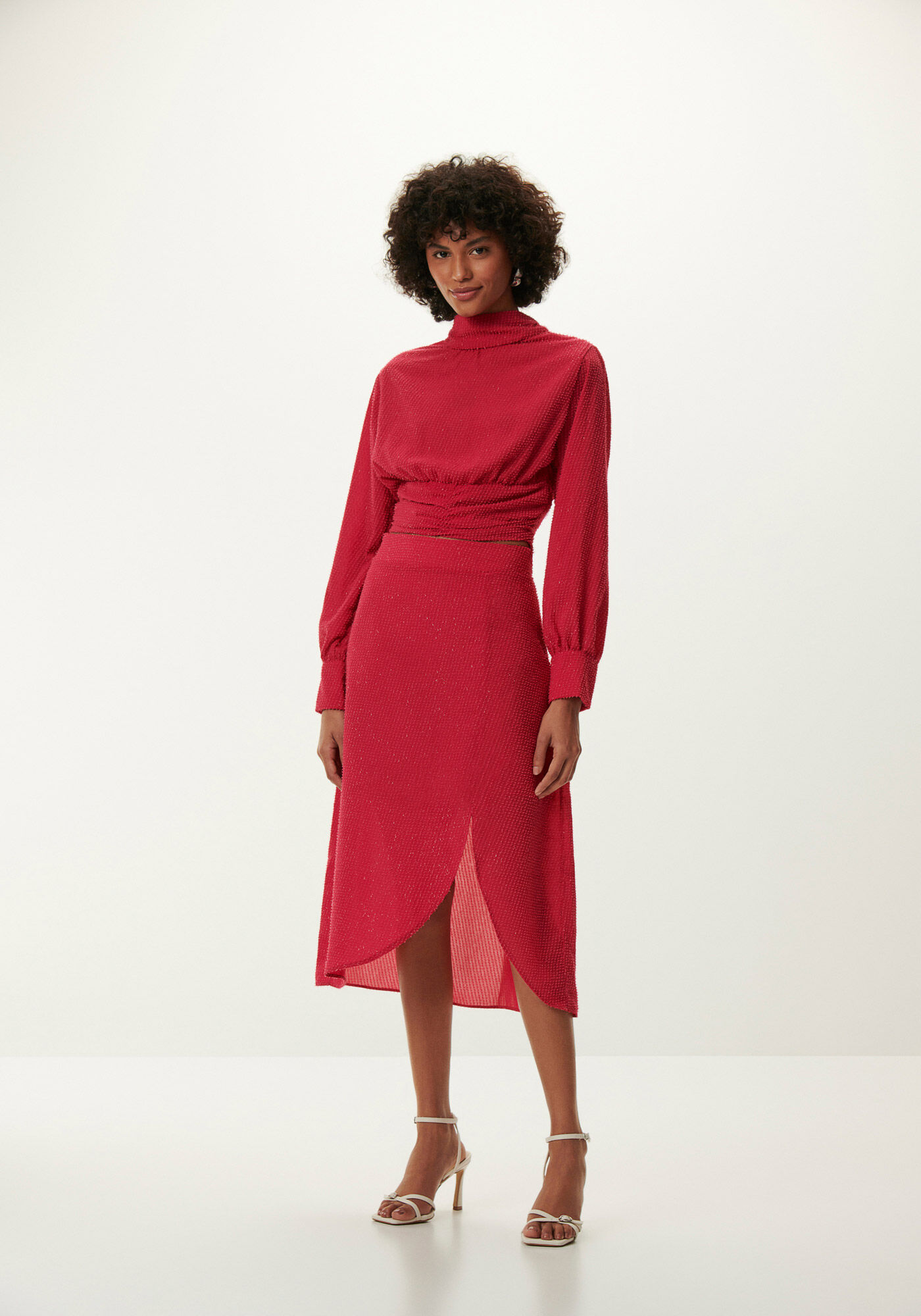 Blusa Manga Longa com Gola Alta e Brilho, , large.