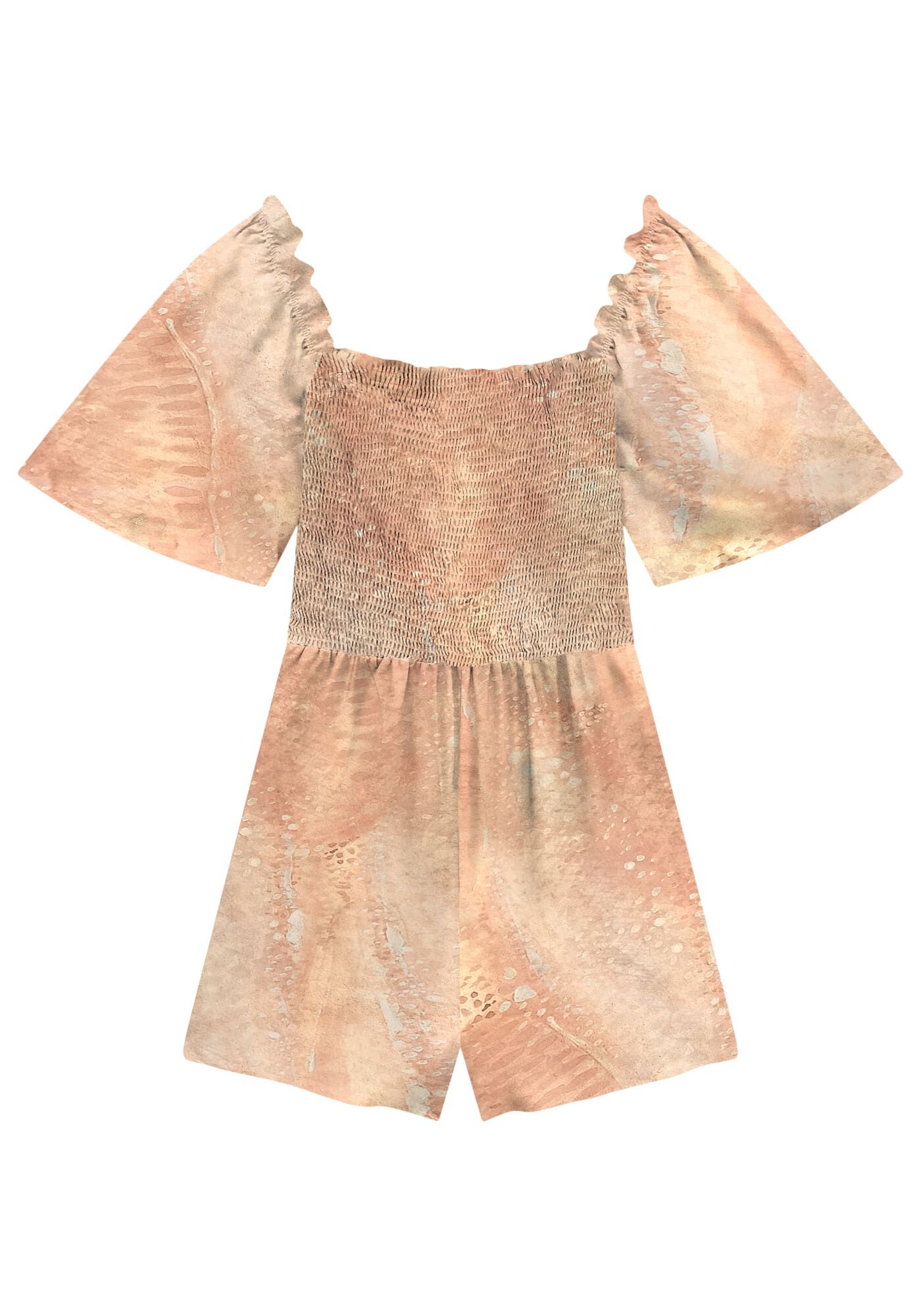 Macac&atilde;o Curto Estampado com Decote Lastex, , large.