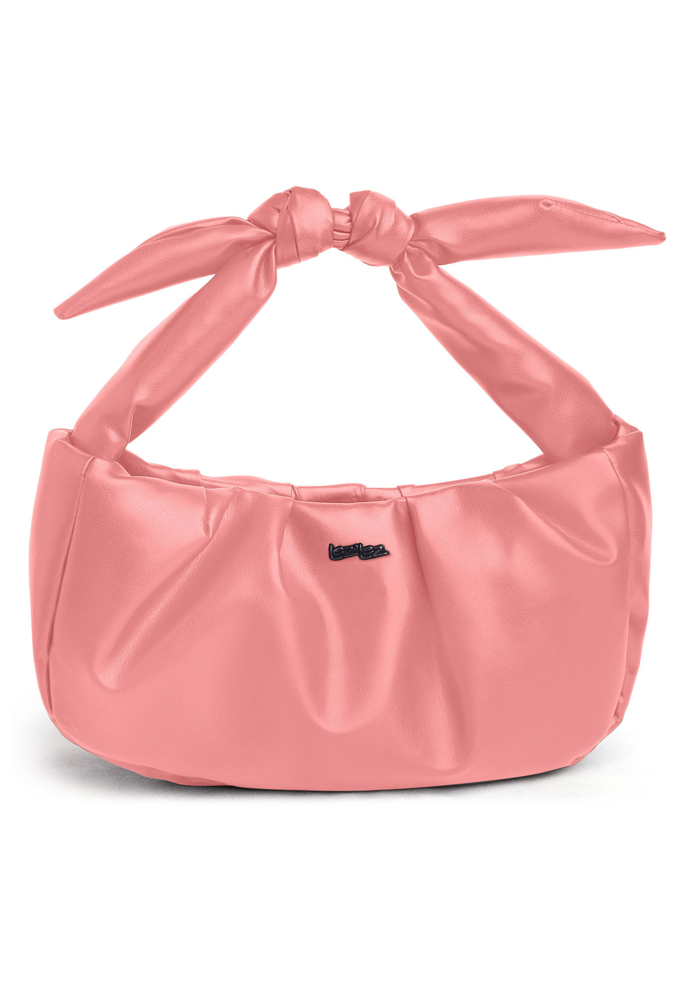 Bolsa M&eacute;dia Ruched com Detalhe N&oacute;, ROSA PUMPKIN, large.