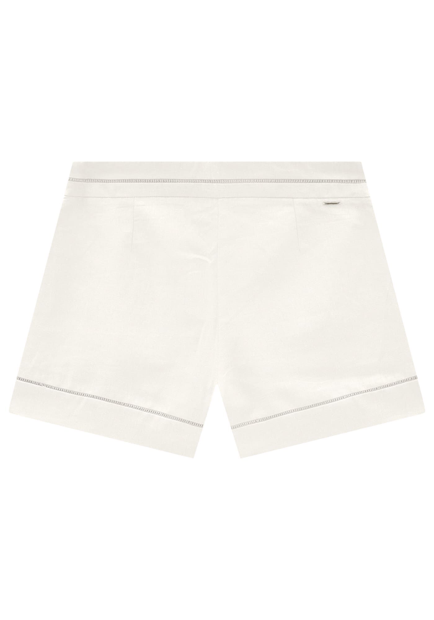 Shorts Cintura Alta em Linho com Detalhe, , large.