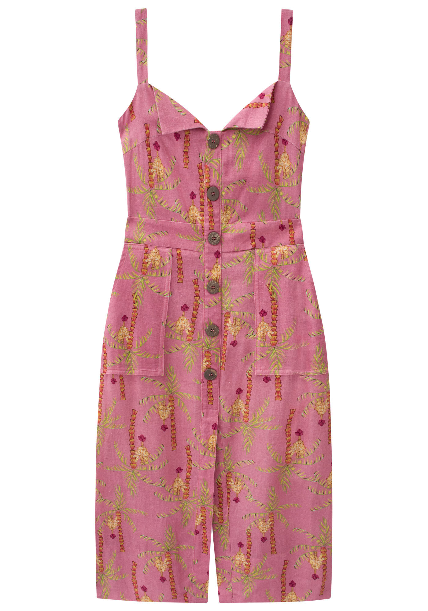 Vestido Midi Linho com Recorte Busto, , large.