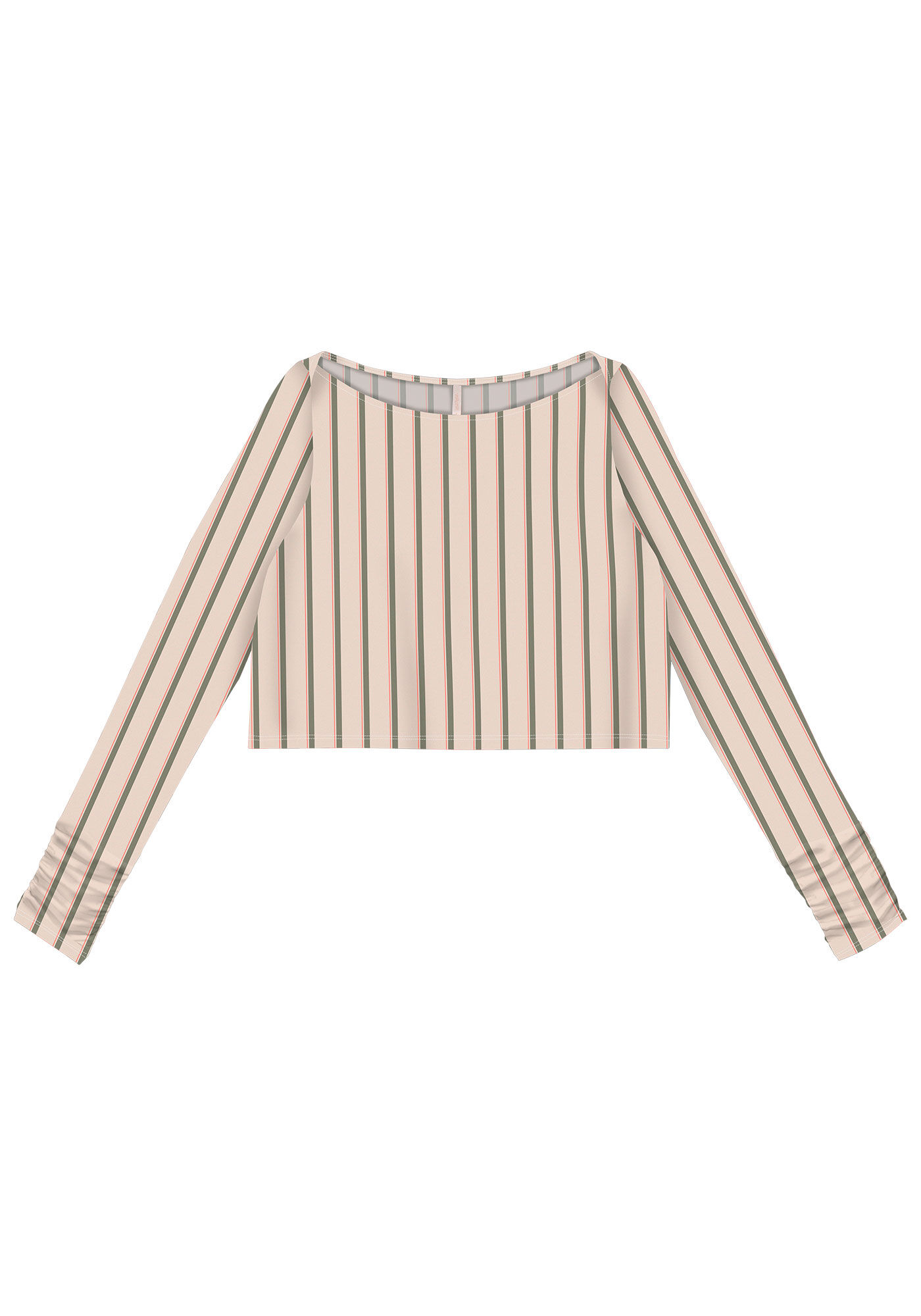 Blusa Manga Longa Cropped Estampada com Franzido, , large.