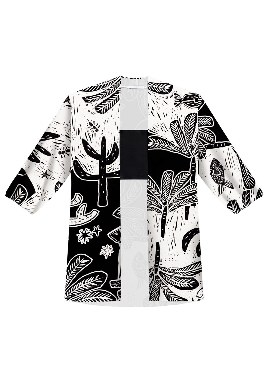 Kimono Alongado com Top em Viscose, XILOGRAVURA, large.