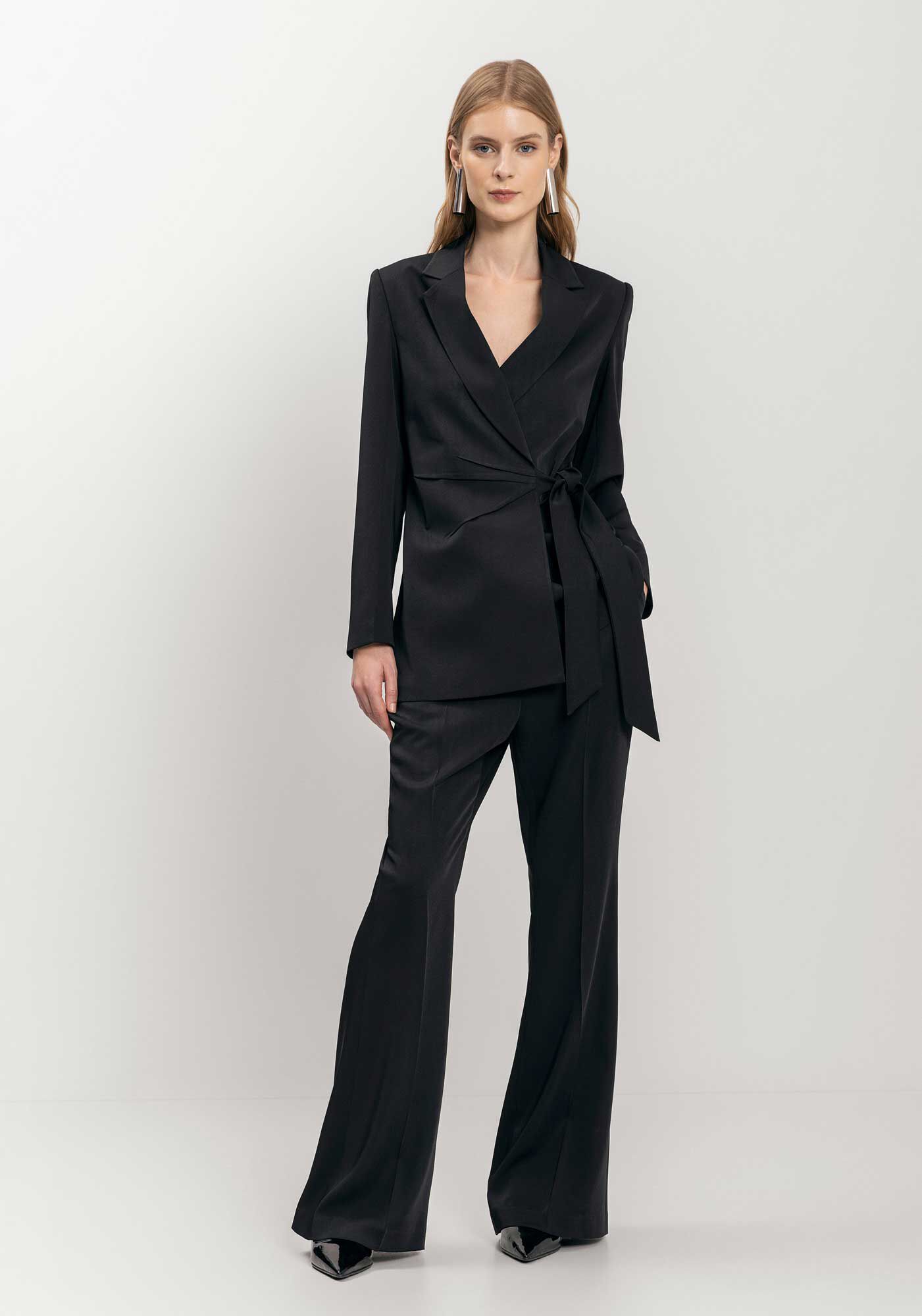 Cal&ccedil;a Reta Com Cintura Alta E Vincos, , large.