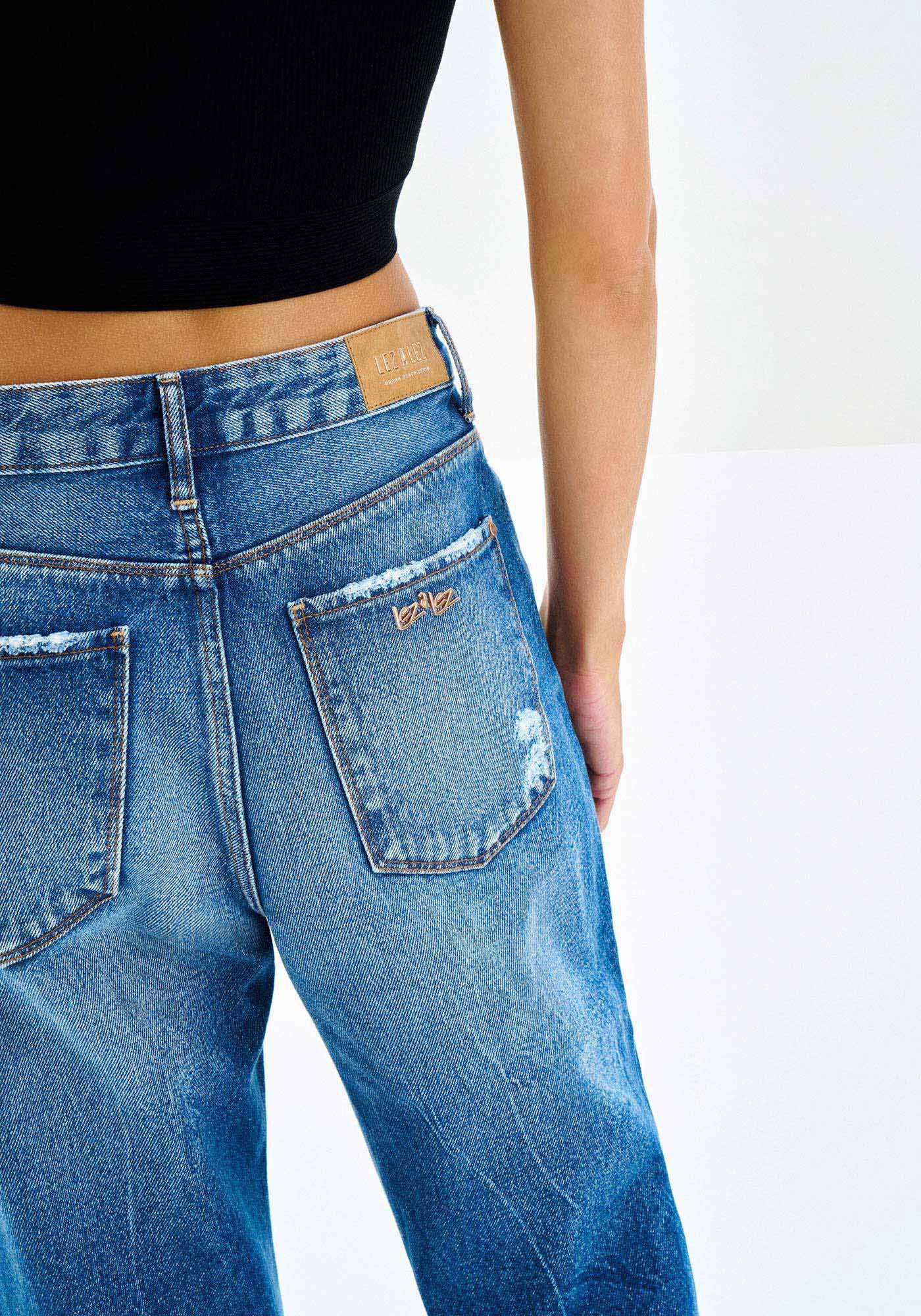 Cal&ccedil;a Jeans Reta Slim Cropped Cintura Alta, JEANS, large.