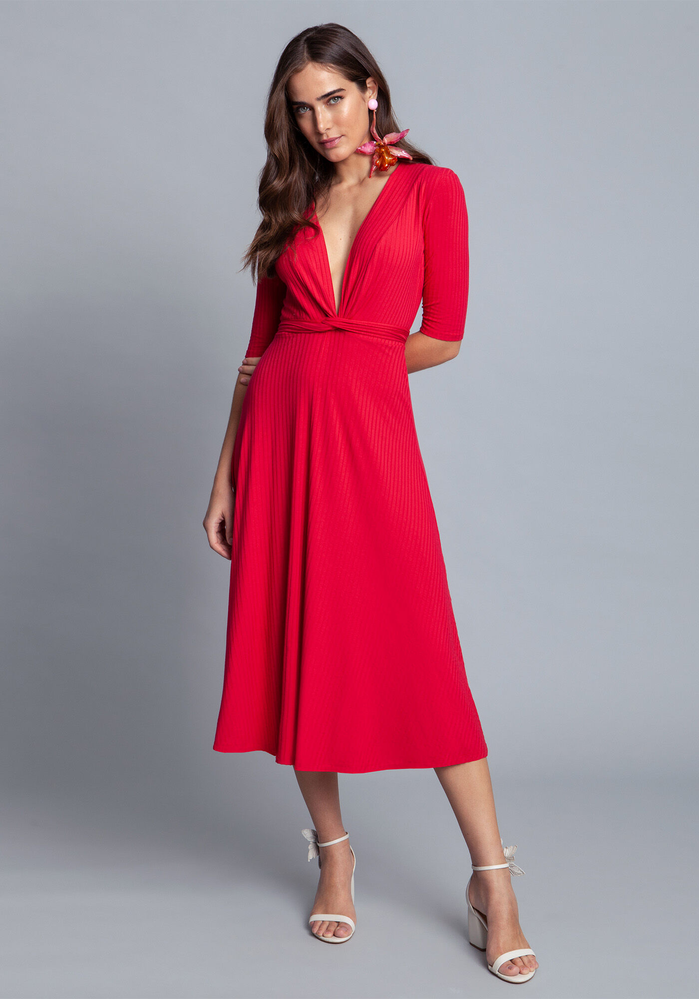 Vestido sales malha vermelho
