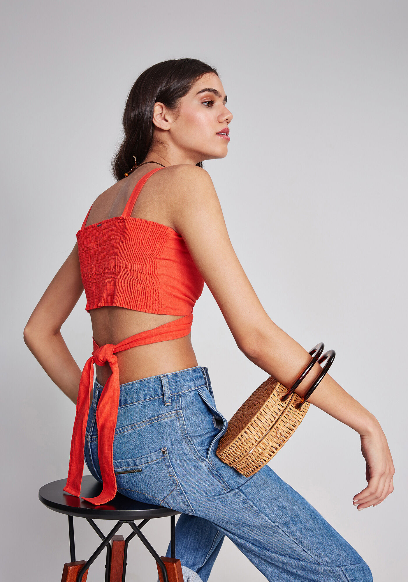 Blusa Cropped Amarra&ccedil;&atilde;o Linho, , large.