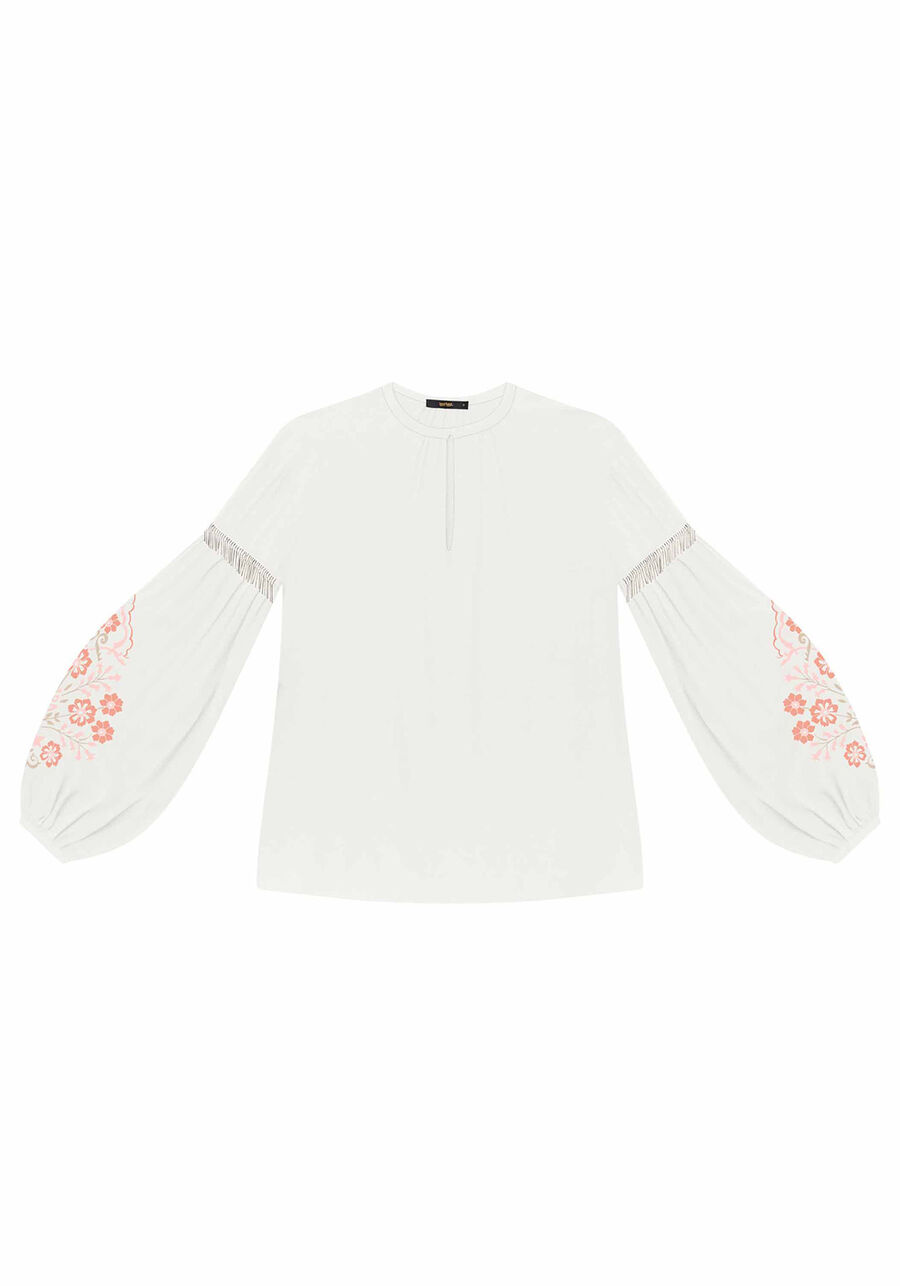 Blusa Manga Longa Bordado Tecido, . Blusa Manga Longa Bordado Tecido, , large.
