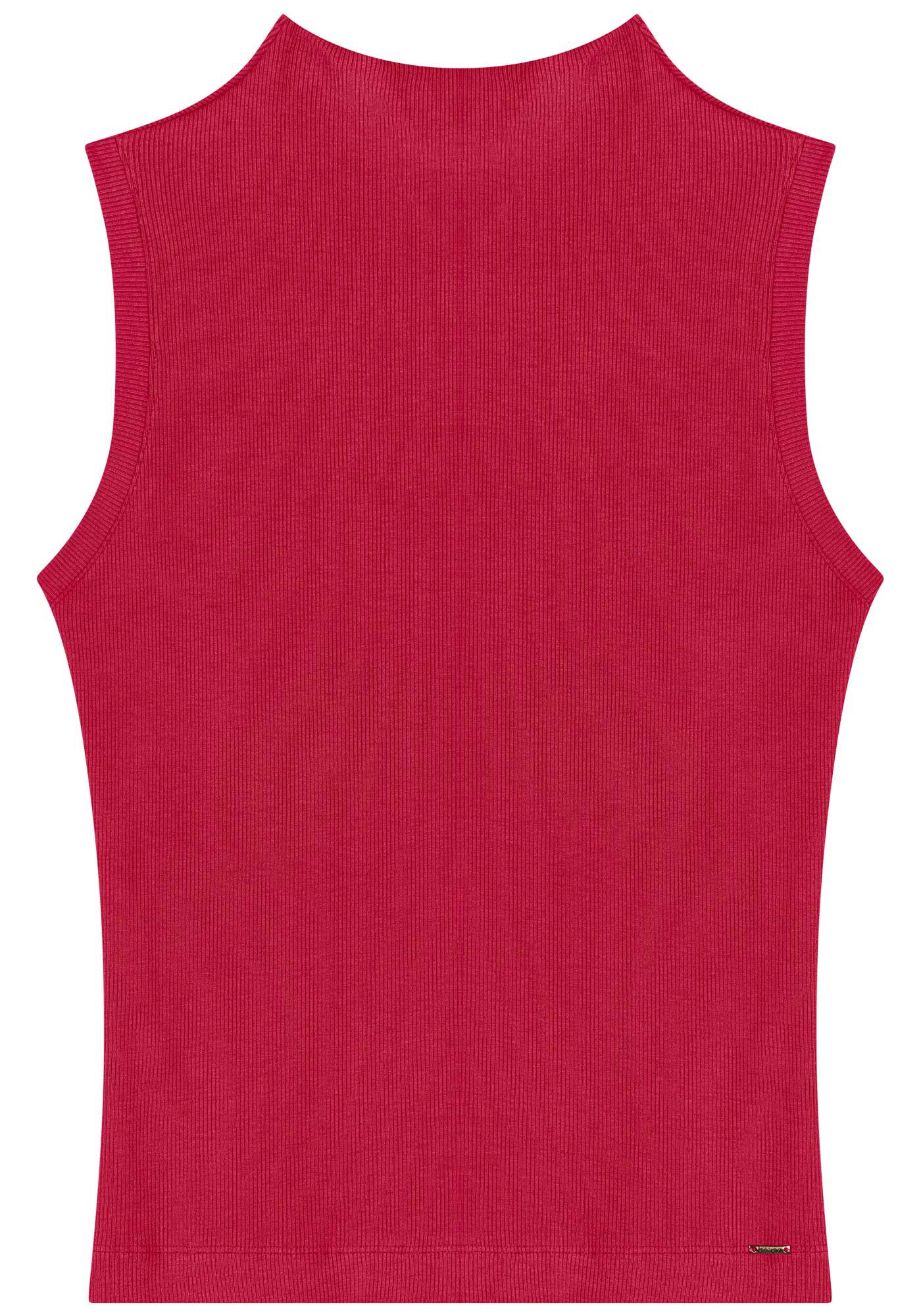 Blusa Sem Mangas Canelada Com Gola Alta Em Malha, , large.