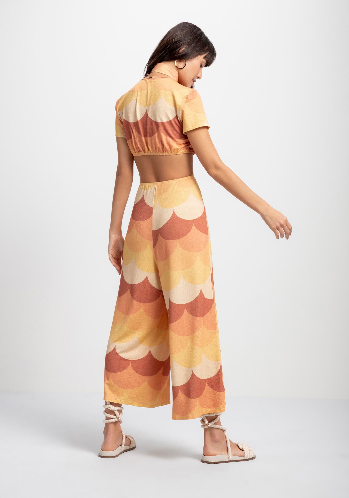 Macac&atilde;o Midi Estampado em Malha com Cut Out, , large.