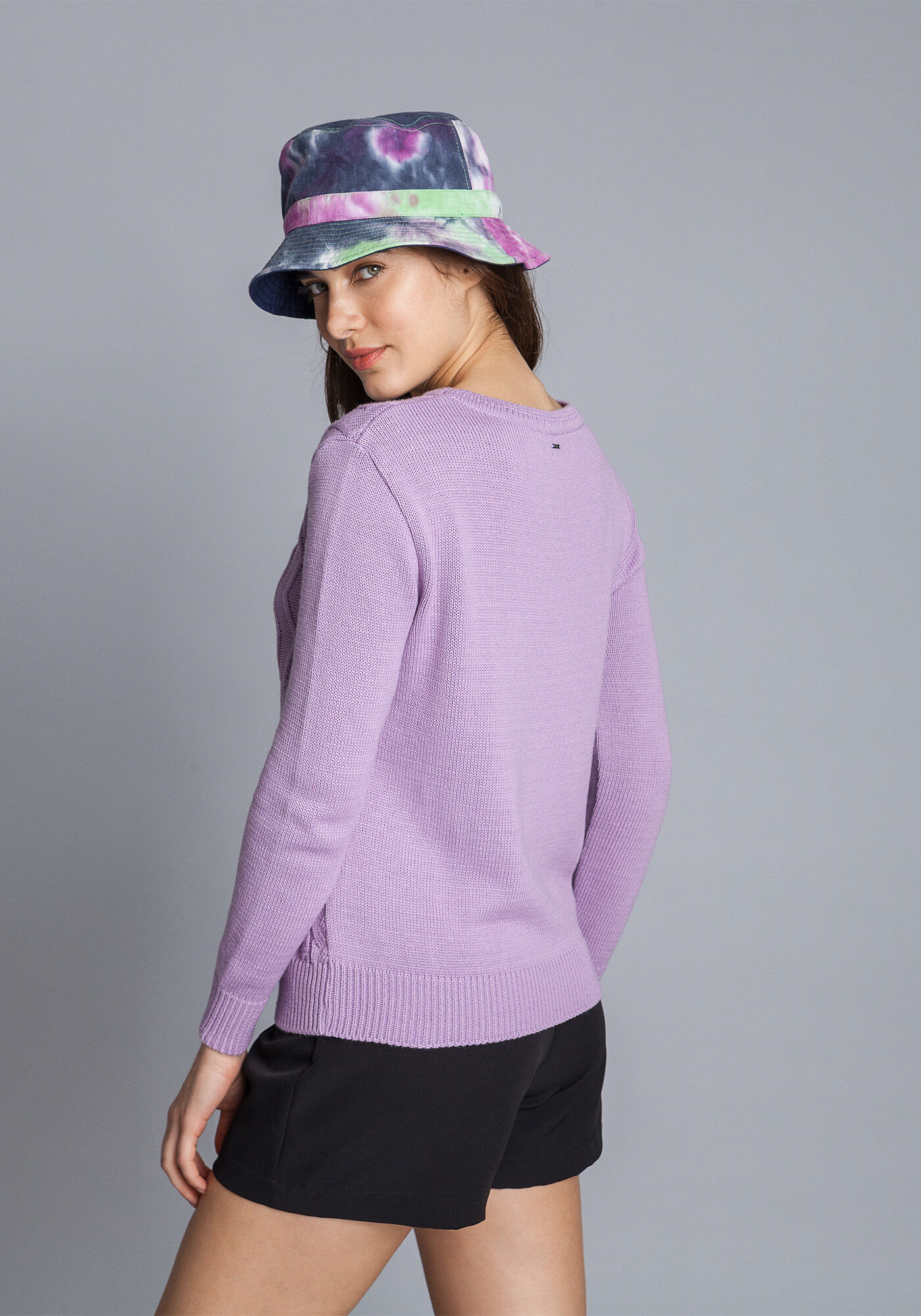 Blus&atilde;o Manga Longa Textura Tric&ocirc;, LILAS, large.