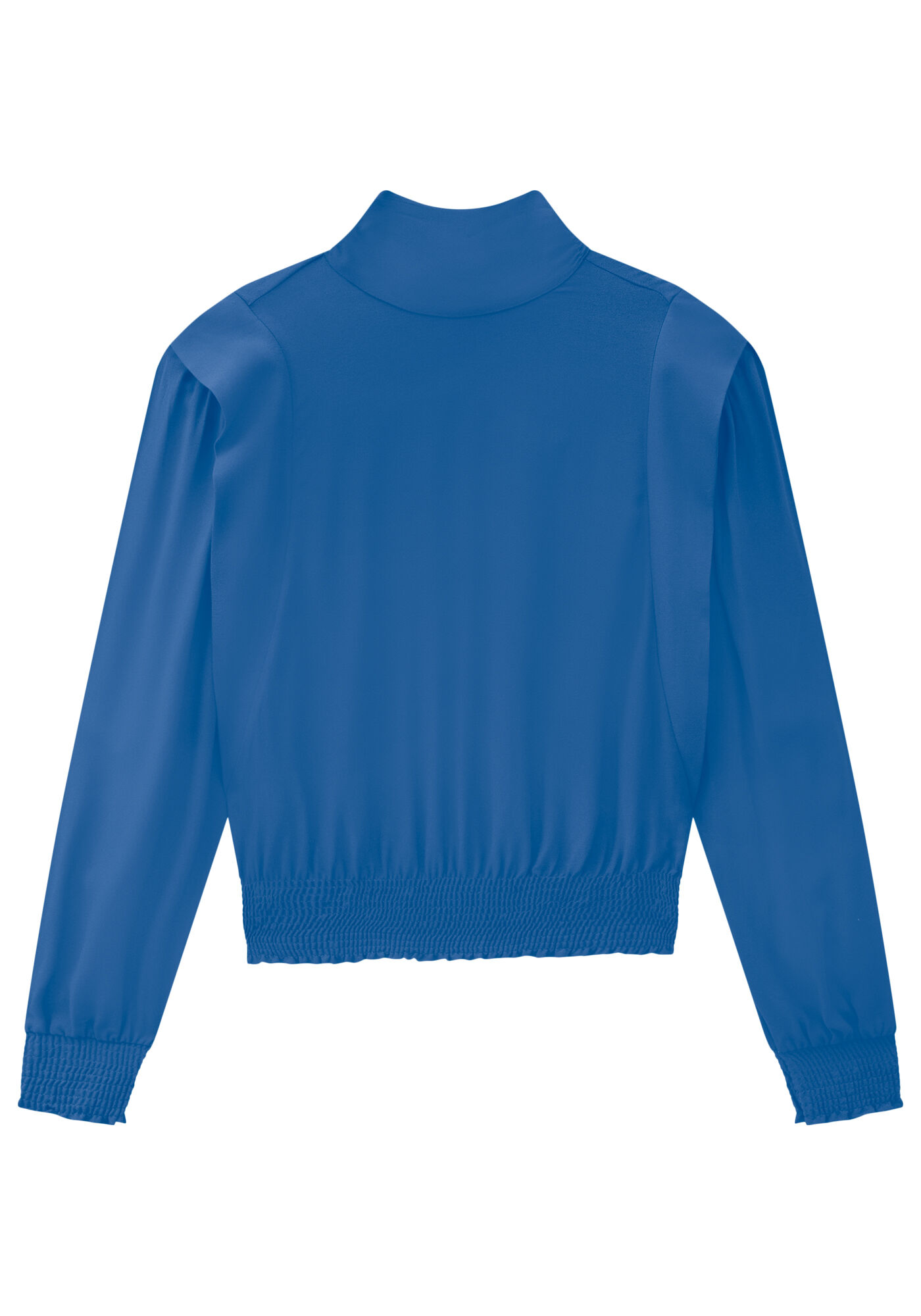 Blusa Gola Alta em Crepe com Recorte Ombros, AZUL TINKER, large.
