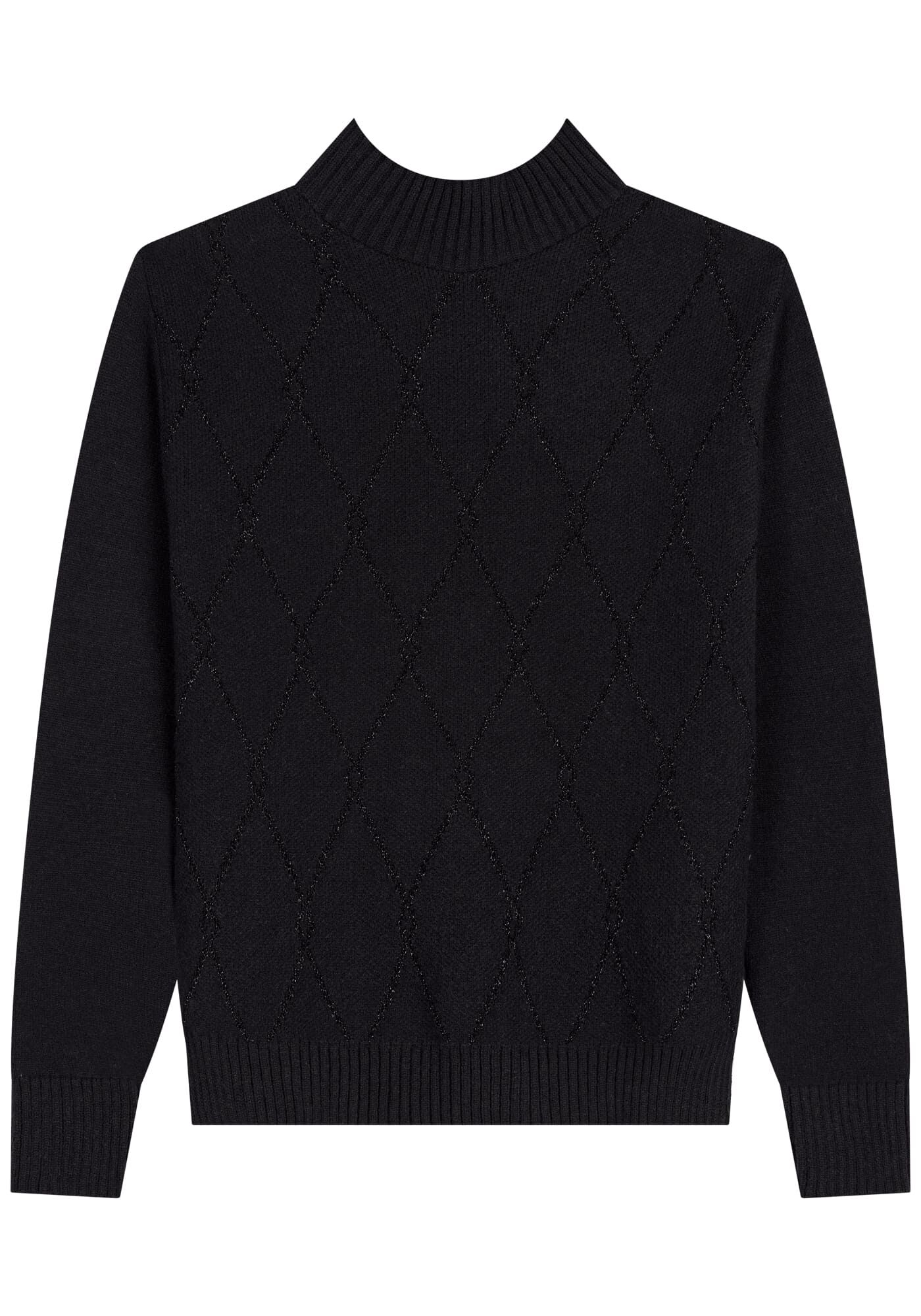 Blus&atilde;o De Mangas Longas Com Fios De Lurex Em Tric&ocirc;, , large.